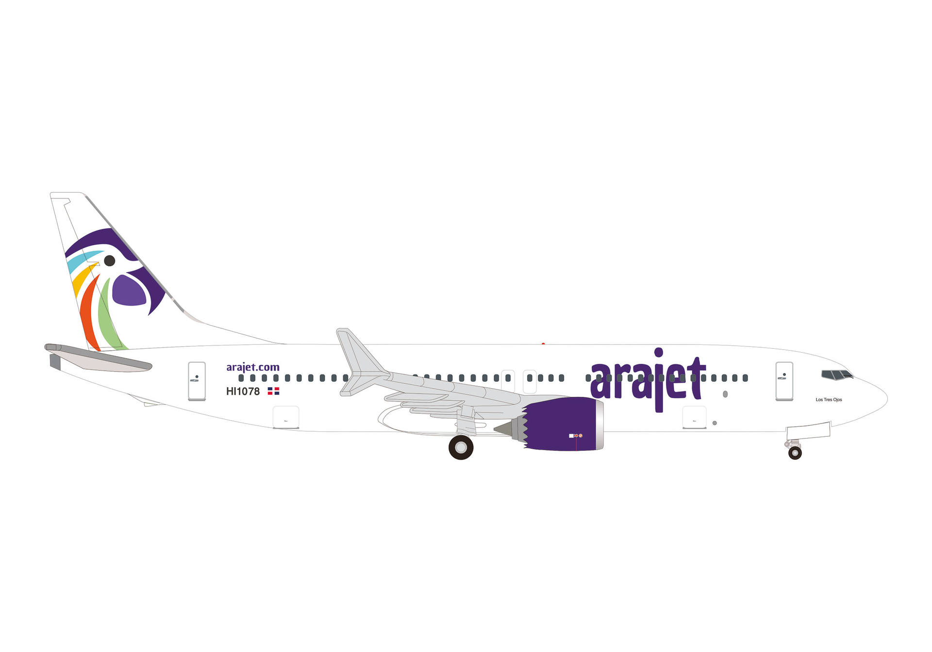 537131 Herpa arajet / アラジェット B737 MAX8 HI1078 Los Tres Ojos 1:500 完売しました。 Herpa 1:500 arajet / アラジェット 737 MAX8 亜鉛ダイキャスト製