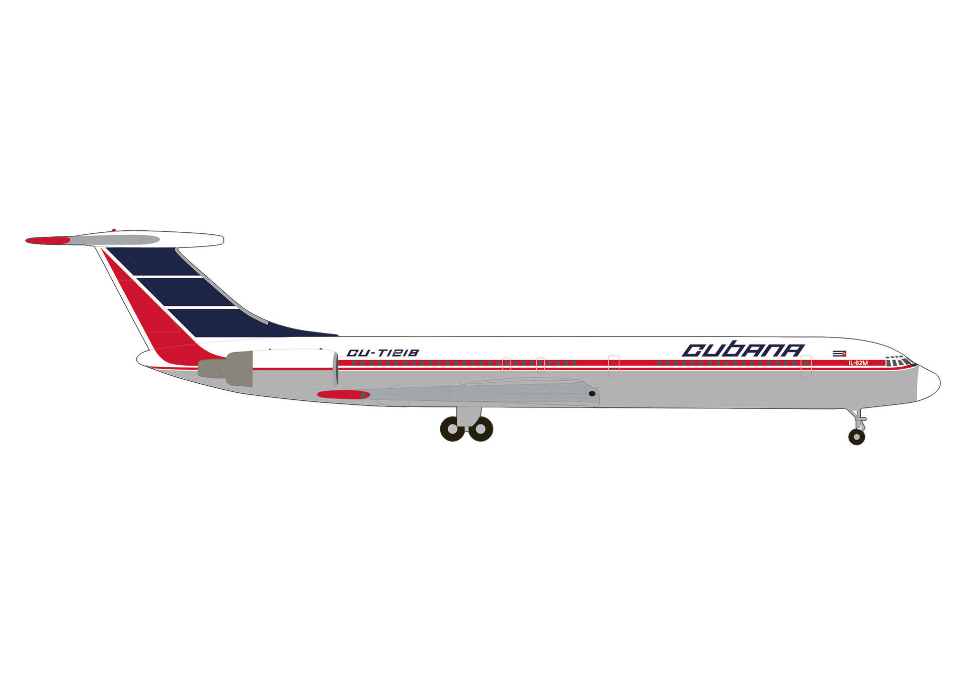 537315 Herpa Cubana / クバーナ航空 IL-62M CU-T1218 1:500 完売しました。 Herpa 1:500 Cubana de Aviacion / クバーナ航空/キューバ航空 IL-62 亜鉛ダイキャスト製
