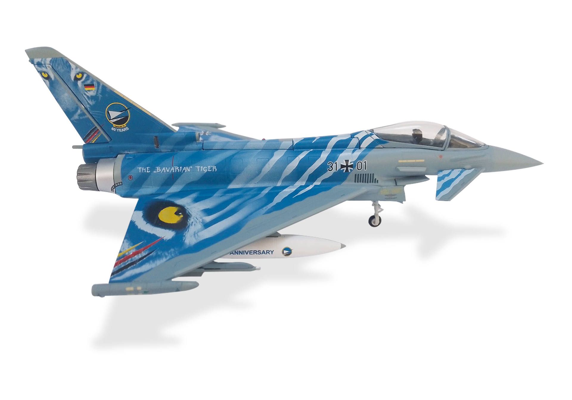 580786 Herpa Luftwaffe / ドイツ空軍 EUROFIGHTER 31+01 第74戦闘航空団 “Bavarian Tigers” 60周年記念 1:72 完売しました。 Herpa 1:72 Luftwaffe / ドイツ空軍 EF-2000 ユーロファイター タイフーン 亜鉛ダイキャスト製