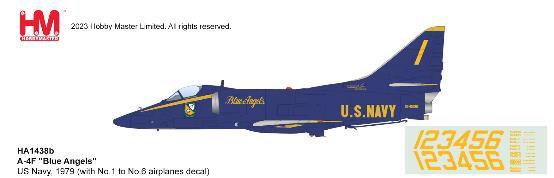 HA1438B HOBBY MASTER US NAVY / アメリカ海軍 A-4F スカイホーク ブルーエンジェルス 1-6番機 デカール付属版 1:72 完売しました。