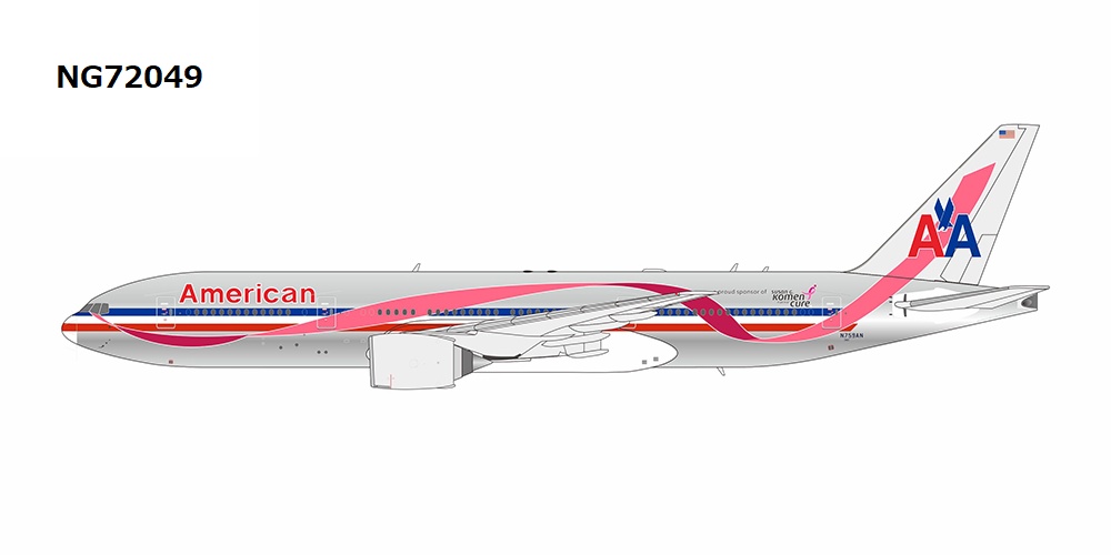 NG72049 NG MODELS American Airlines / アメリカン航空 Pink Ribbon cs, polished cs B777-200ER N759AN 1:400 完売しました。 NG MODELS 1:400 American Airlines / アメリカン航空 777-200 亜鉛ダイキャスト製