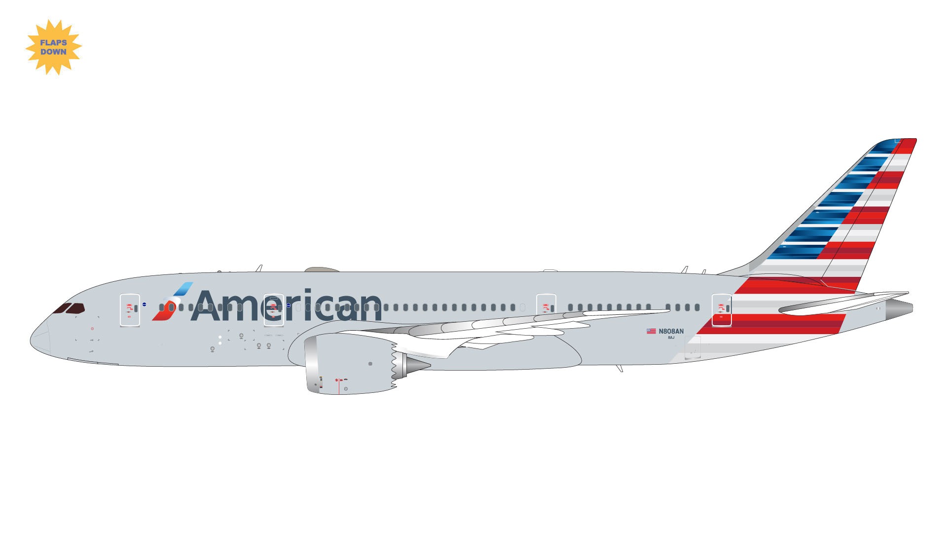 G2AAL1105F GEMINI 200 American Airlines / アメリカン航空 B787-8 flaps down N808AN  1:200 お取り寄せ GEMINI JETS 1:200 American Airlines / アメリカン航空 787-8 亜鉛ダイキャスト製
