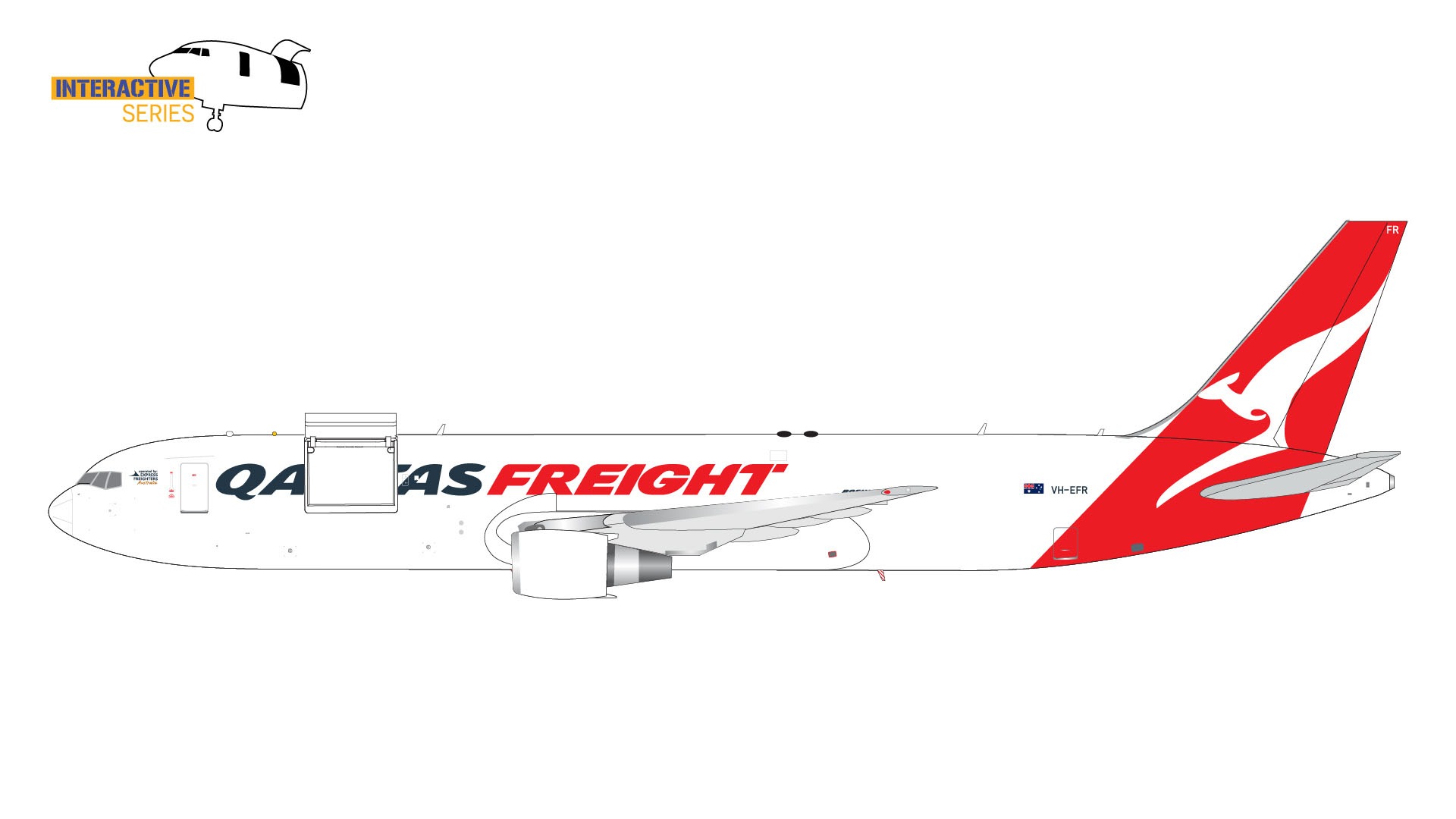 G2QFA1172 GEMINI 200 Qantas Airways / カンタス航空 B767-300ERF VH-EFR  Interactive Series 開閉選択式 1:200 完売しました。 GEMINI JETS 1:200 Qantas Airways / カンタス航空 767-300F 亜鉛ダイキャスト製
