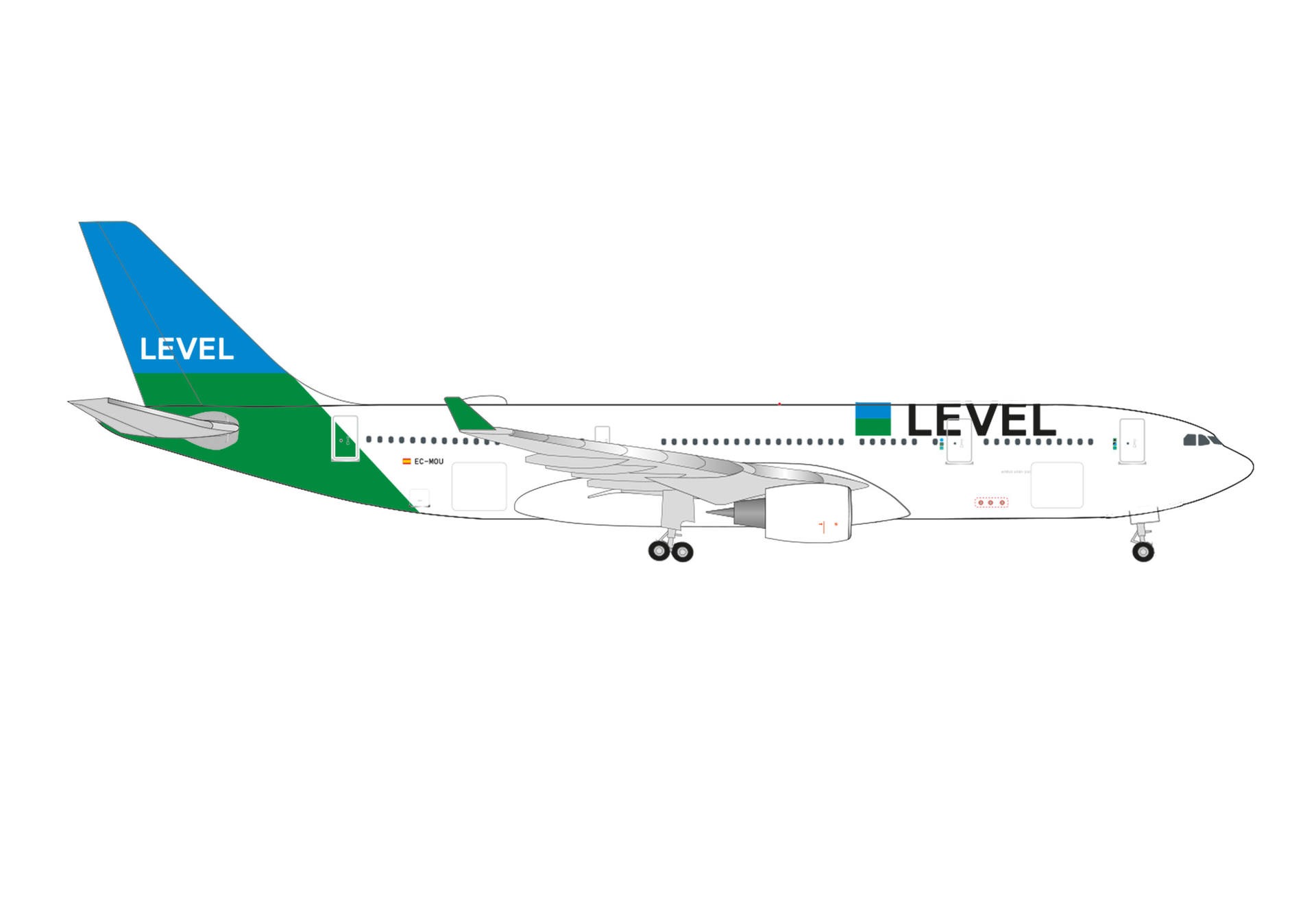 537254 Herpa Level / レベル A330-200 EC-MOU 1:500