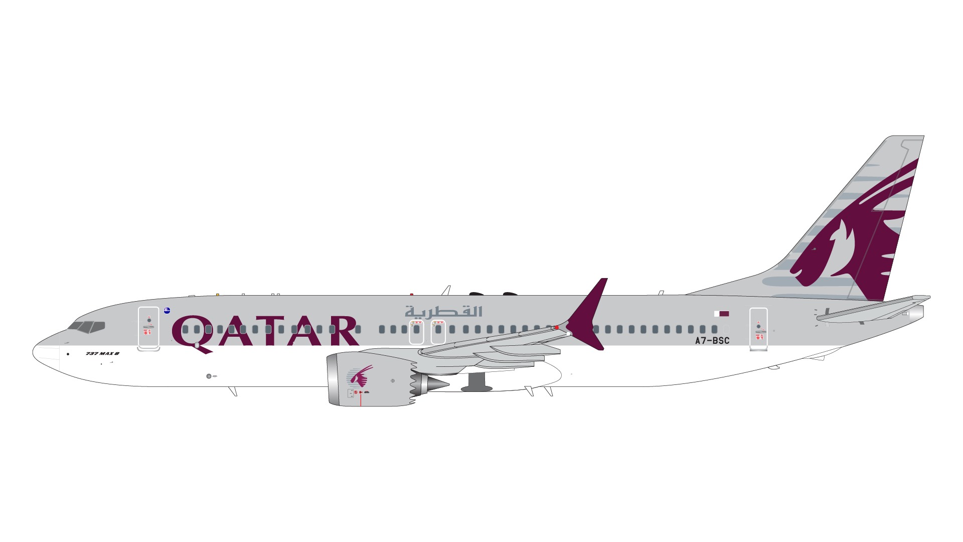 G2QTR1243 GEMINI 200 Qatar Airways / カタール航空 B737 MAX8 A7-BSC 1:200 お取り寄せ