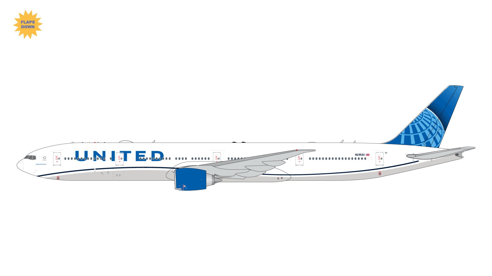GJUAL2214F GEMINI JETS United Airlines / ユナイテッド航空  B777-300ER flaps down N2352U 1:400 メーカー完売