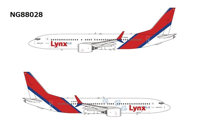 NG88028 NG MODELS Lynx Air / リンクスエア with paw prints B737 MAX 8 C-GLYX 1:400 完売しました。 NG MODELS 1:400 Lynx Air / リンクスエア 737 MAX8 亜鉛ダイキャスト製