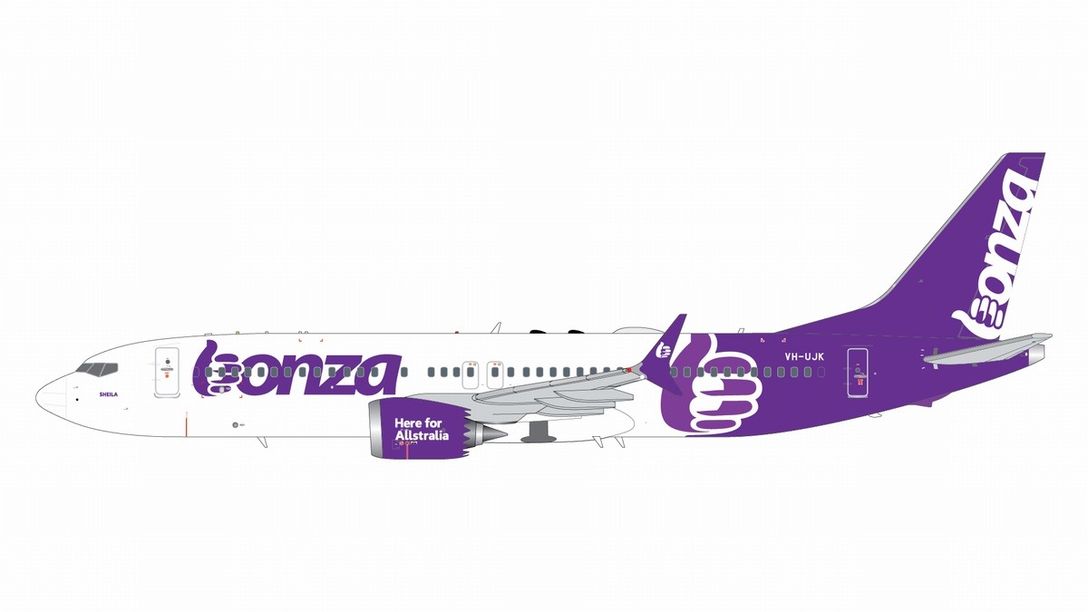 G2BNZ1236 GEMINI 200 Bonza Airline / ボンザ・エアライン B737 MAX 8 VH-UJK  1:200 お取り寄せ GEMINI JETS 1:200 Bonza Airline / ボンザ・エアライン 737 MAX8 亜鉛ダイキャスト製