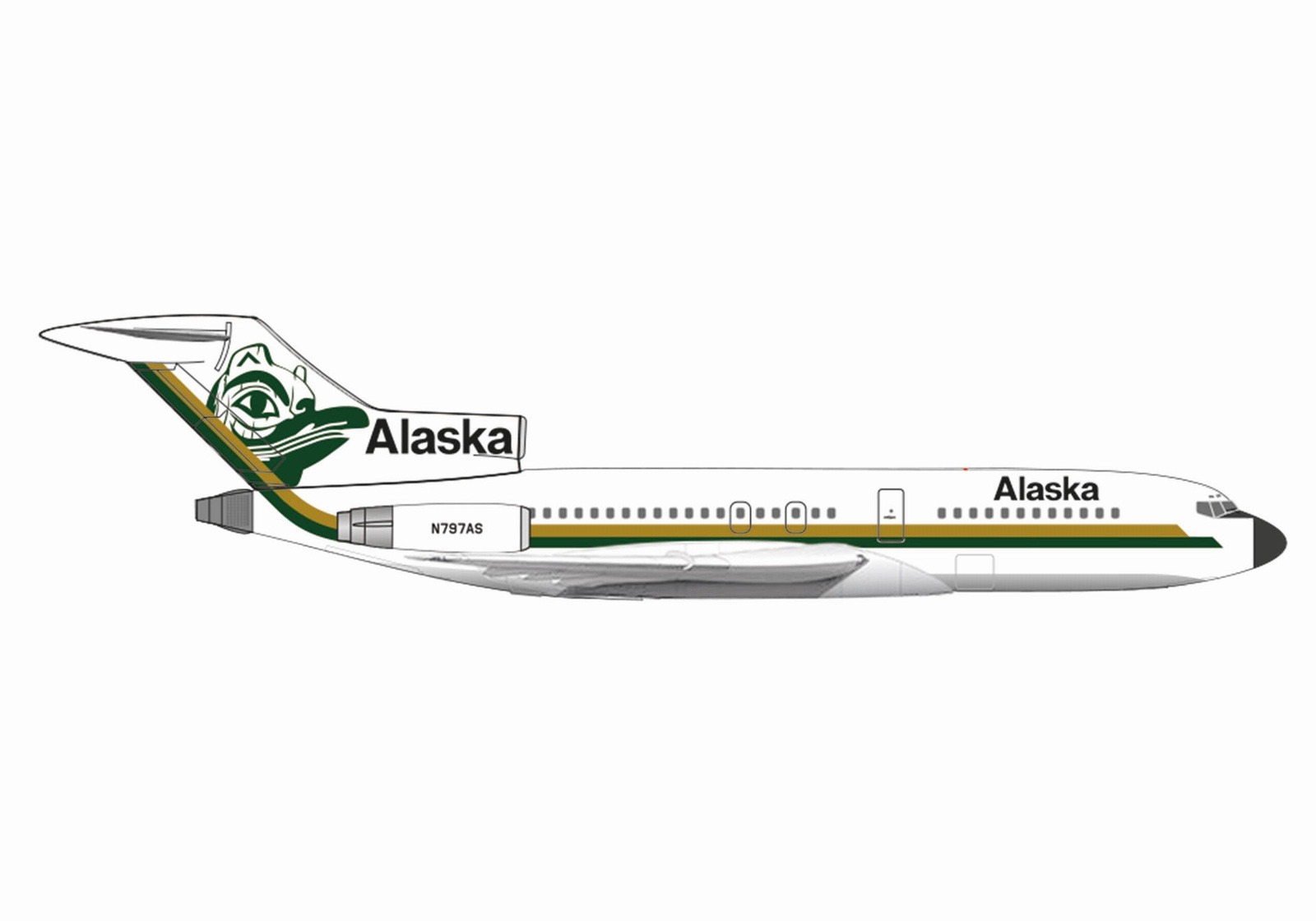 537292 Herpa Alaska Airlines / アラスカ航空 B727-100 N797AS Totem Pole colors 1:500