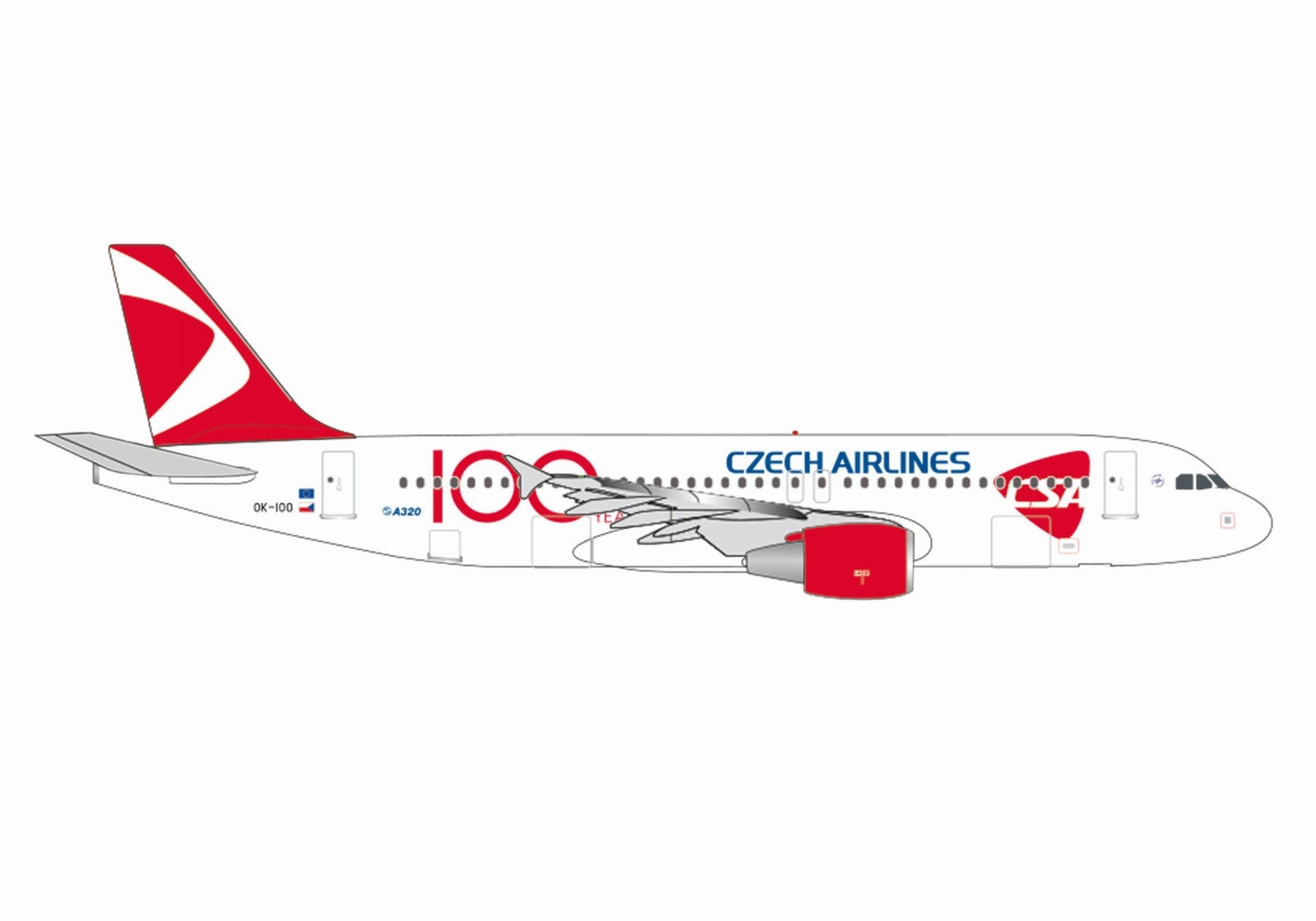 537667 Herpa CSA Czechoslovak Airlines / チェコ航空 A320 OK-IOO “100 Years” 1:500  完売しました。