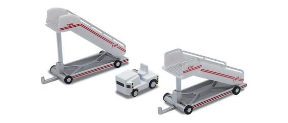 573122 Herpa TWA Trans World Airlines / トランス・ワールド航空 タラップ車 (2個) 牽引車 (1個)  1:200 メーカー完売