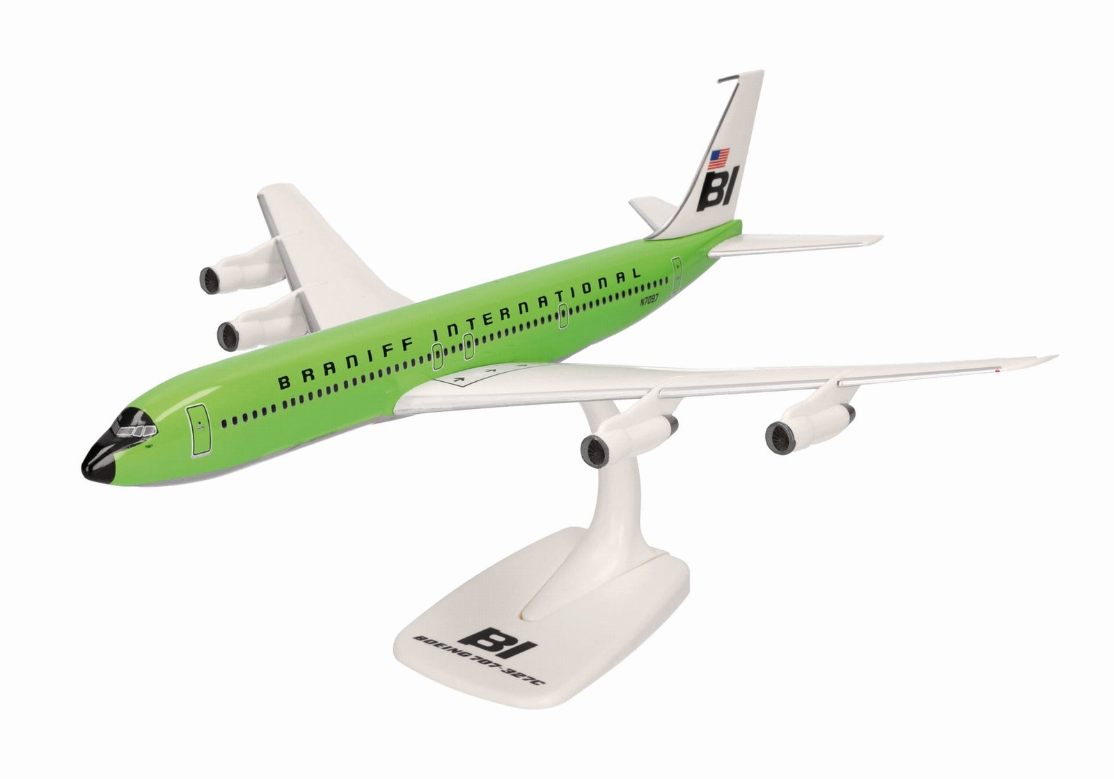 614009 Herpa SNAPFIT Braniff International Airways / ブラニフ航空 B707-320 N7097 Solid lime green 1:144 予約 Herpa SNAPFIT 1:144 Braniff International Airways / ブラニフ航空 707-300 プラスチック製