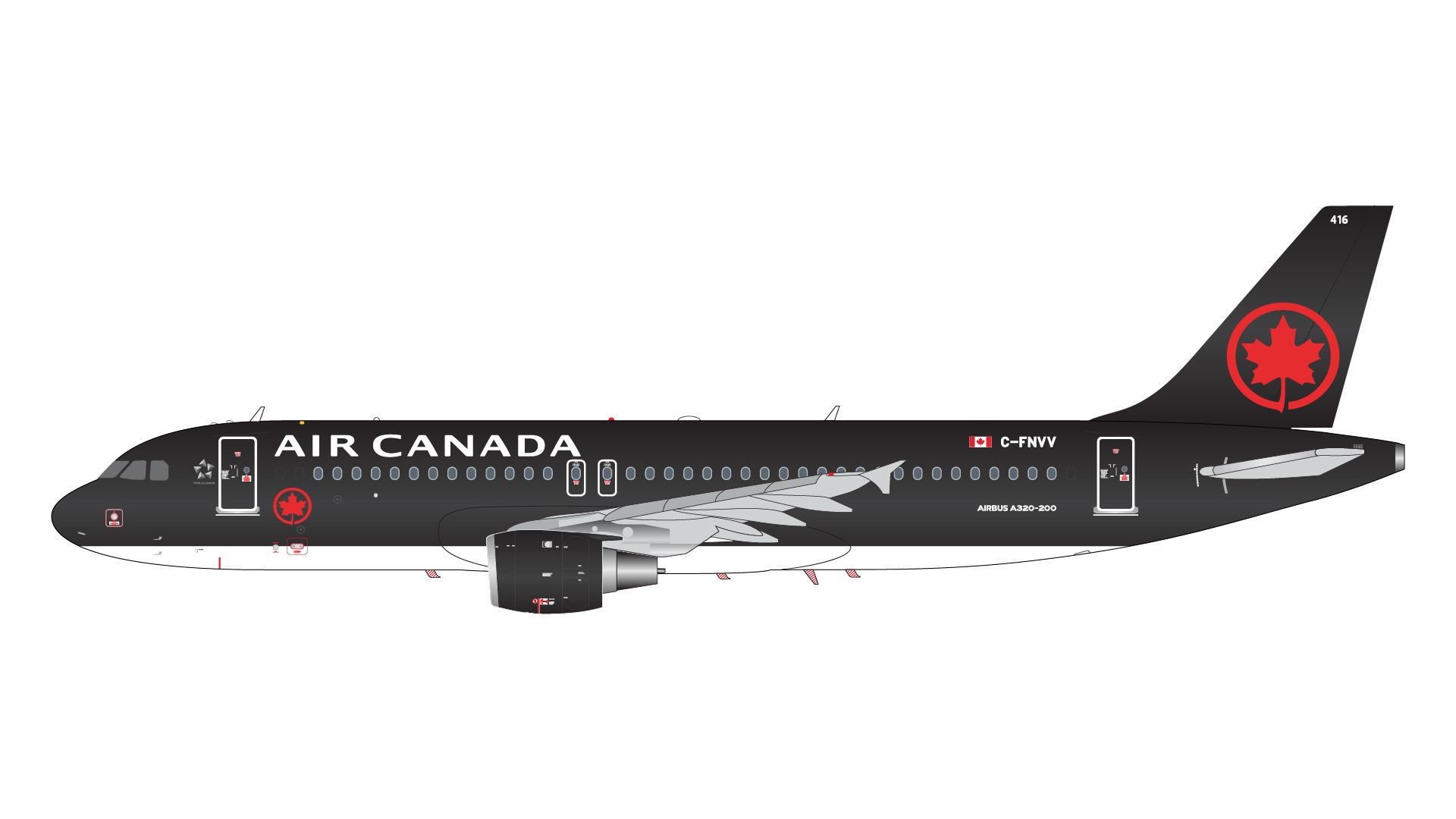G2ACA1291 GEMINI 200 Air Canada / エア・カナダ A320-200 C-FNVV black color scheme 1:200 完売しました。