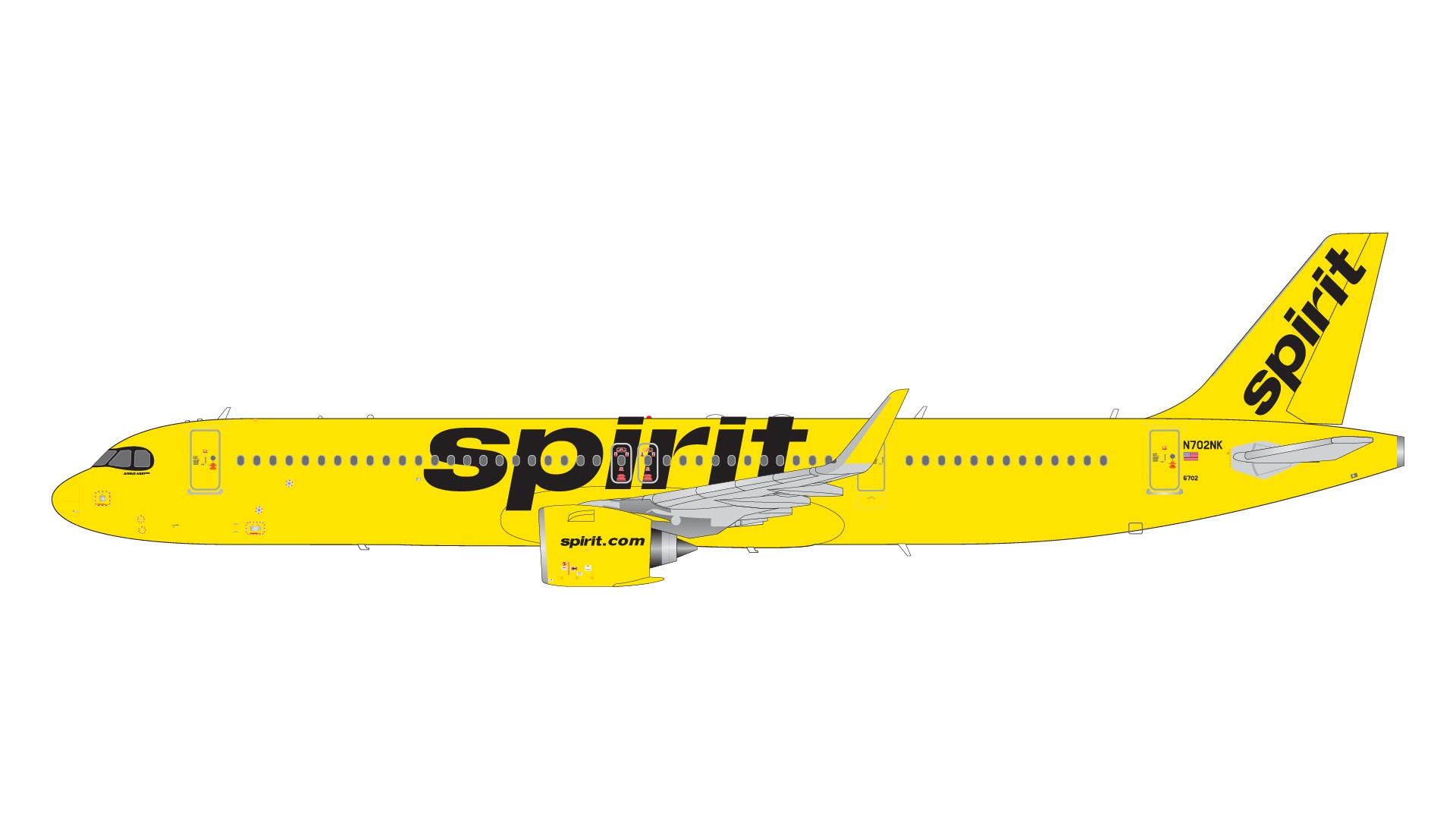 G2NKS1254 GEMINI 200 Spirit / スピリット航空/スピリッツ航空 A321neo N702NK  1:200 お取り寄せ GEMINI JETS 1:200 Spirit / スピリット航空/スピリッツ航空 A321neo 亜鉛ダイキャスト製