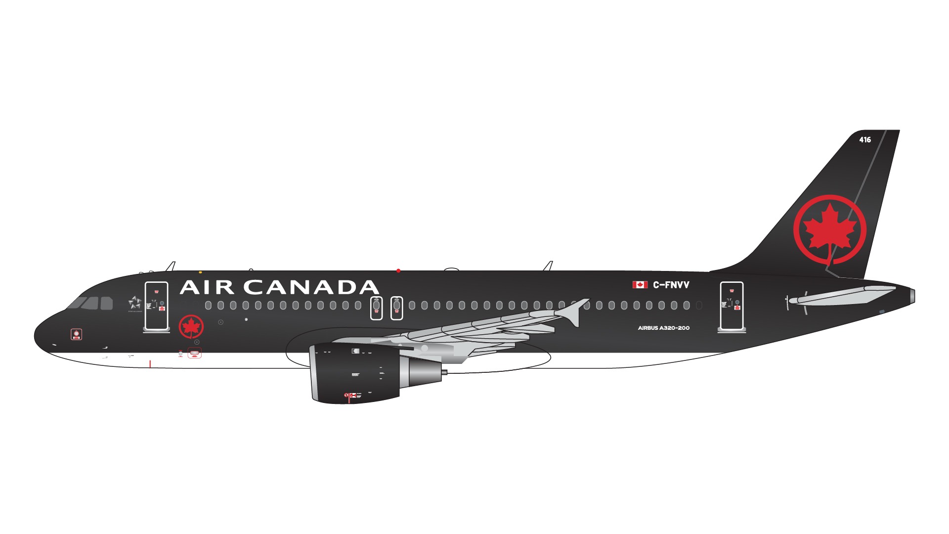 GJACA2255 GEMINI JETS Air Canada Jetz / エア・カナダ black color scheme A320-200 C-FNVV 1:400 GEMINI JETS 1:400 Air Canada Jetz / エア・カナダ A320 亜鉛ダイキャスト製