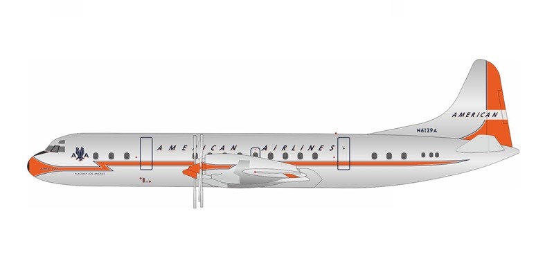 188AA1123P IN Flight200 American Airlines / アメリカン航空 ORANGE NOSE L-188 N6129A スタンド付き 1:200 メーカー完売 IN Flight200 1:200 American Airlines / アメリカン航空 L-188 亜鉛ダイキャスト製