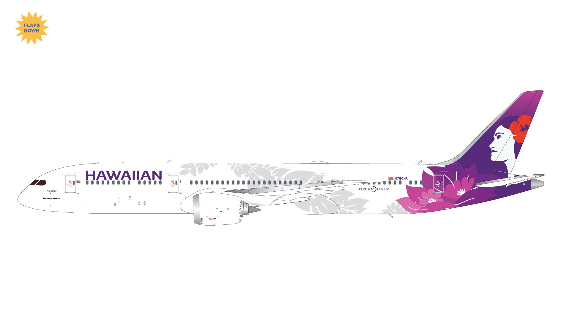 G2HAL1051F GEMINI 200 Hawaiian Airlines / ハワイアン航空 B787-9 flaps down N780HA 1:200 完売しました。 GEMINI JETS 1:200 Hawaiian Airlines / ハワイアン航空 787-9 亜鉛ダイキャスト製