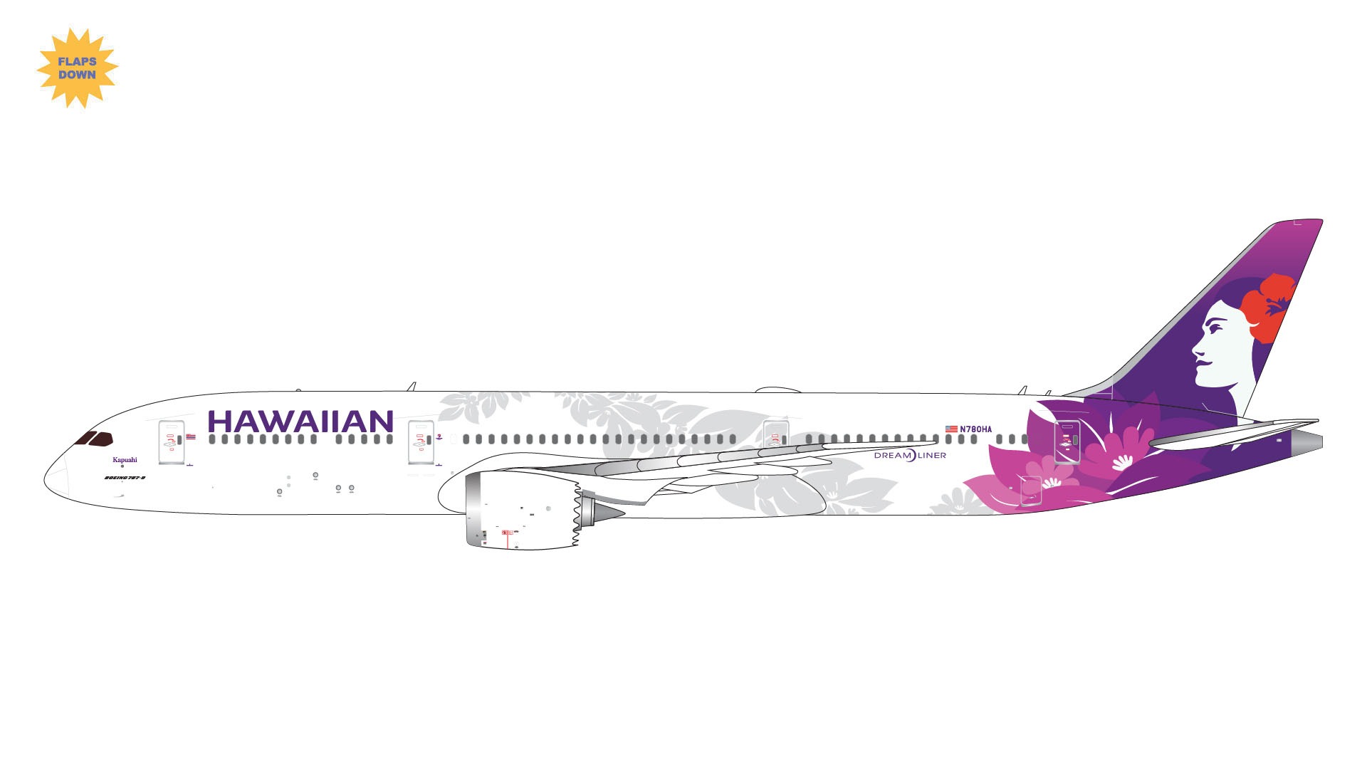 GJHAL2047F GEMINI JETS Hawaiian Airlines / ハワイアン航空  B787-9 flaps down N780HA 1:400 完売しました。
