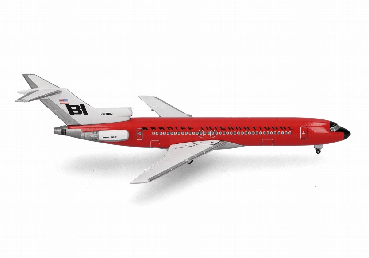 537551 Herpa Braniff International Airways / ブラニフ航空 B727-200 N401BN Solid Red 1:500 Herpa 1:500 Braniff International Airways / ブラニフ航空 727-200 亜鉛ダイキャスト製