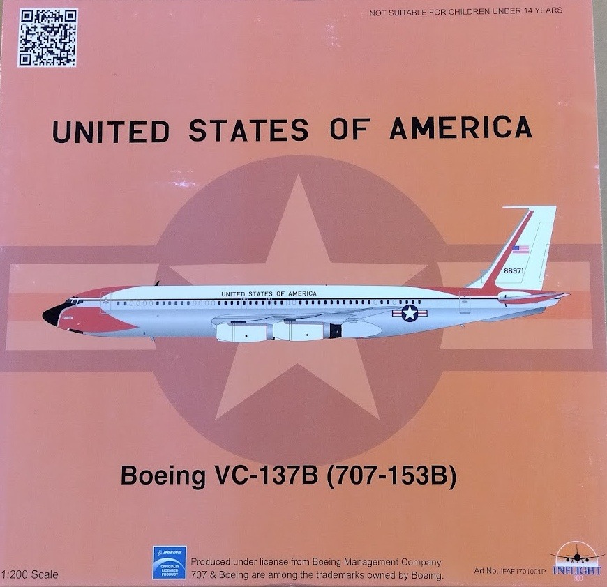AF1701001P IN Flight200 U.S. Air Force / アメリカ空軍 VC-137B B707-153B 58-6971 スタンド付き 1:200 完売しました。 IN Flight200 1:200 USAF U.S. Air Force / アメリカ空軍 VC-137 亜鉛ダイキャスト製