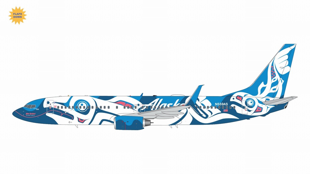 G2ASA1246F GEMINI 200 Alaska Airlines / アラスカ航空 B737-800S N559AS “Xáat Kwáani”/”Salmon People,” flaps down 1:200 完売しました。