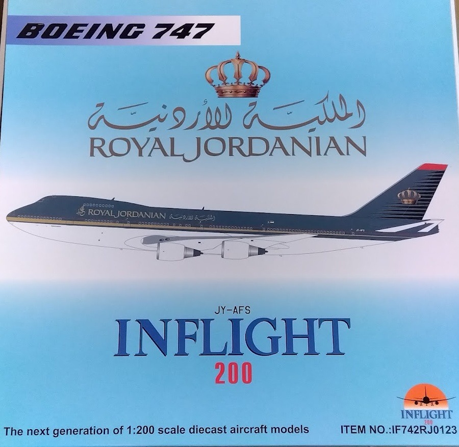 742RJ0123 IN Flight200 Royal Jordanian / ロイヤル・ヨルダン航空 B747-200 JY-AFS スタンド付き 1:200 完売しました。 IN Flight200 1:200 Royal Jordanian Airline / ロイヤル・ヨルダン航空 747-200 亜鉛ダイキャスト製