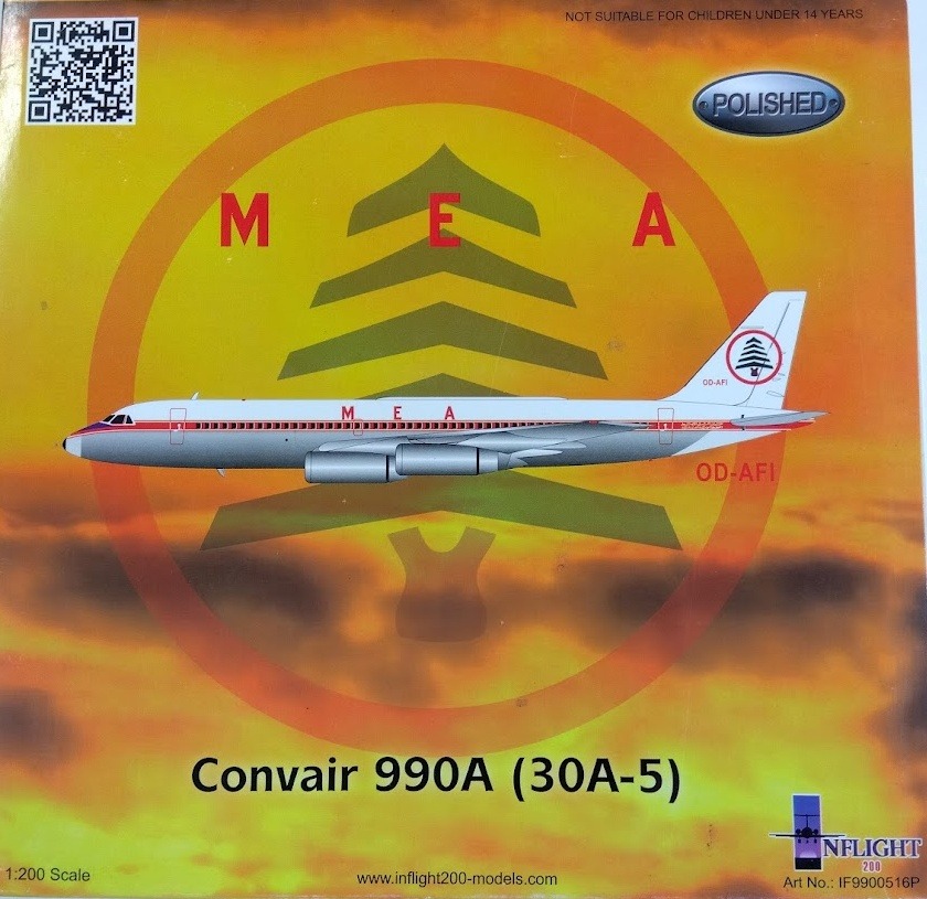 IF9900516P IN Flight200 Middle East Airlines (MEA) / ミドル・イースト航空 CV990 OD-AFI スタンド付き 1:200 完売しました。 IN Flight200 1:200 MEA (Middle East Airlines) / ミドル・イースト航空 CV990 亜鉛ダイキャスト製