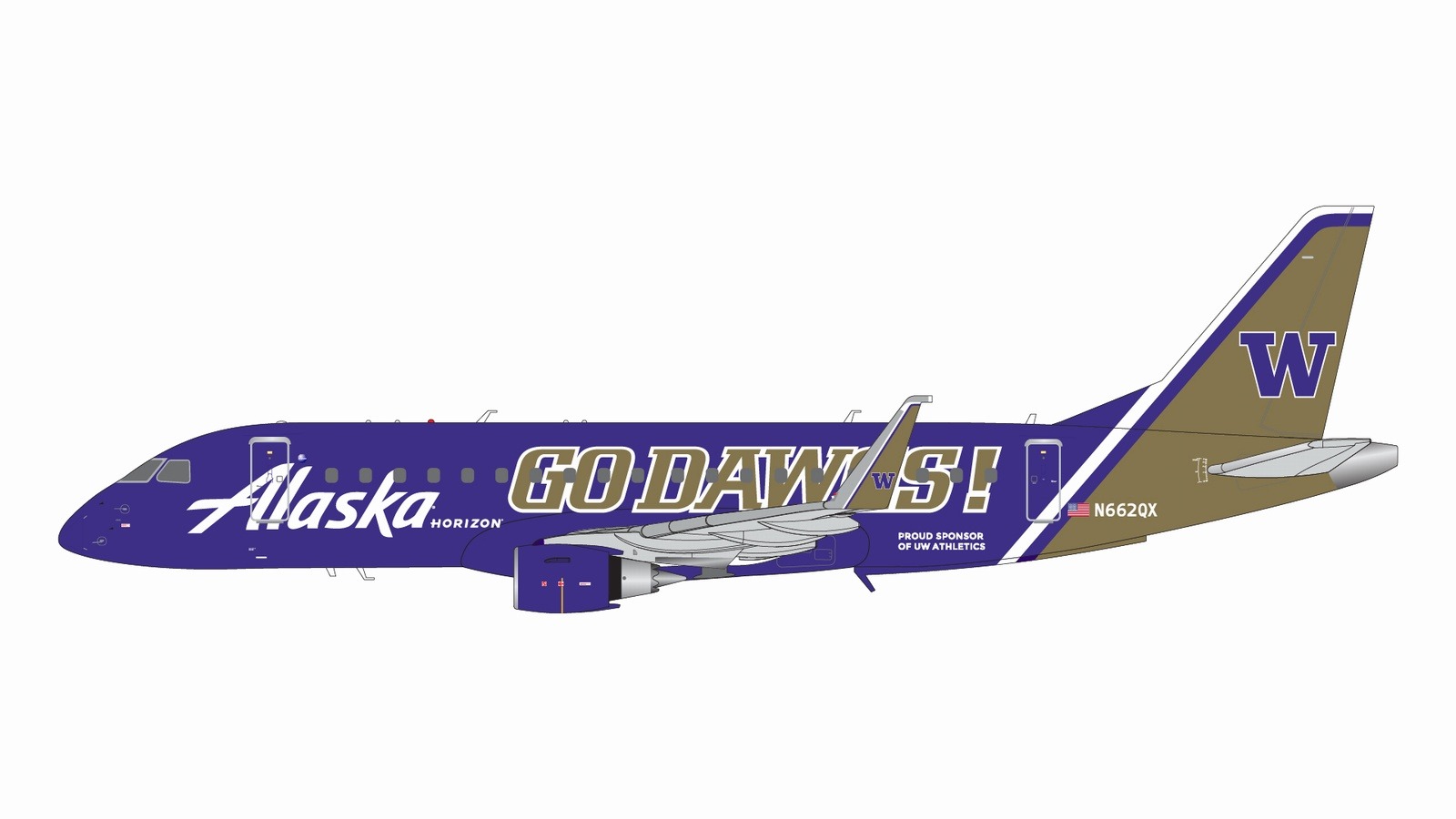 G2ASA1287 GEMINI 200 Alaska Airlines / アラスカ航空 E175LR N662QX Univ. of Washington 