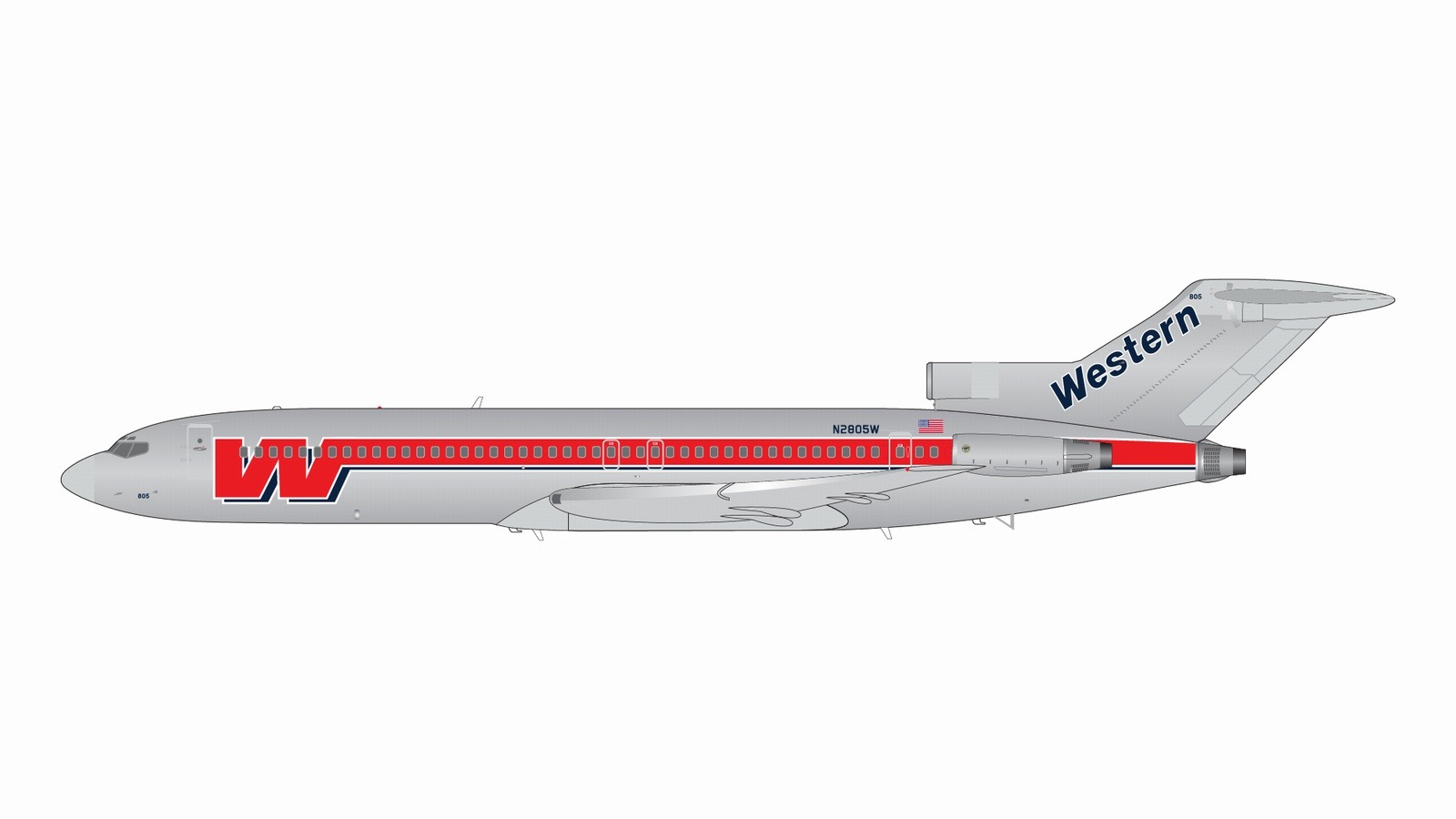 G2WAL494 GEMINI 200 Western Airlines / ウエスタン航空 B727-200 N2805W polished/