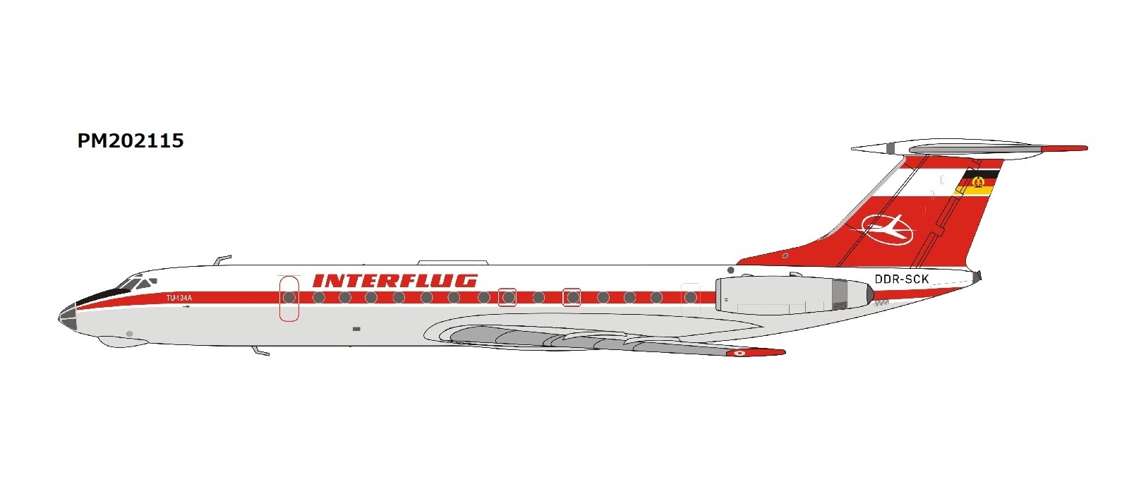 PM202115 PandaModel Interflug / インターフルグ/インターフルーク Tu-134 DDR-SCK 1:400 完売しました。 Panda Models 1:400 Interflug / インターフルグ/インターフルーク Tu-134 亜鉛ダイキャスト製