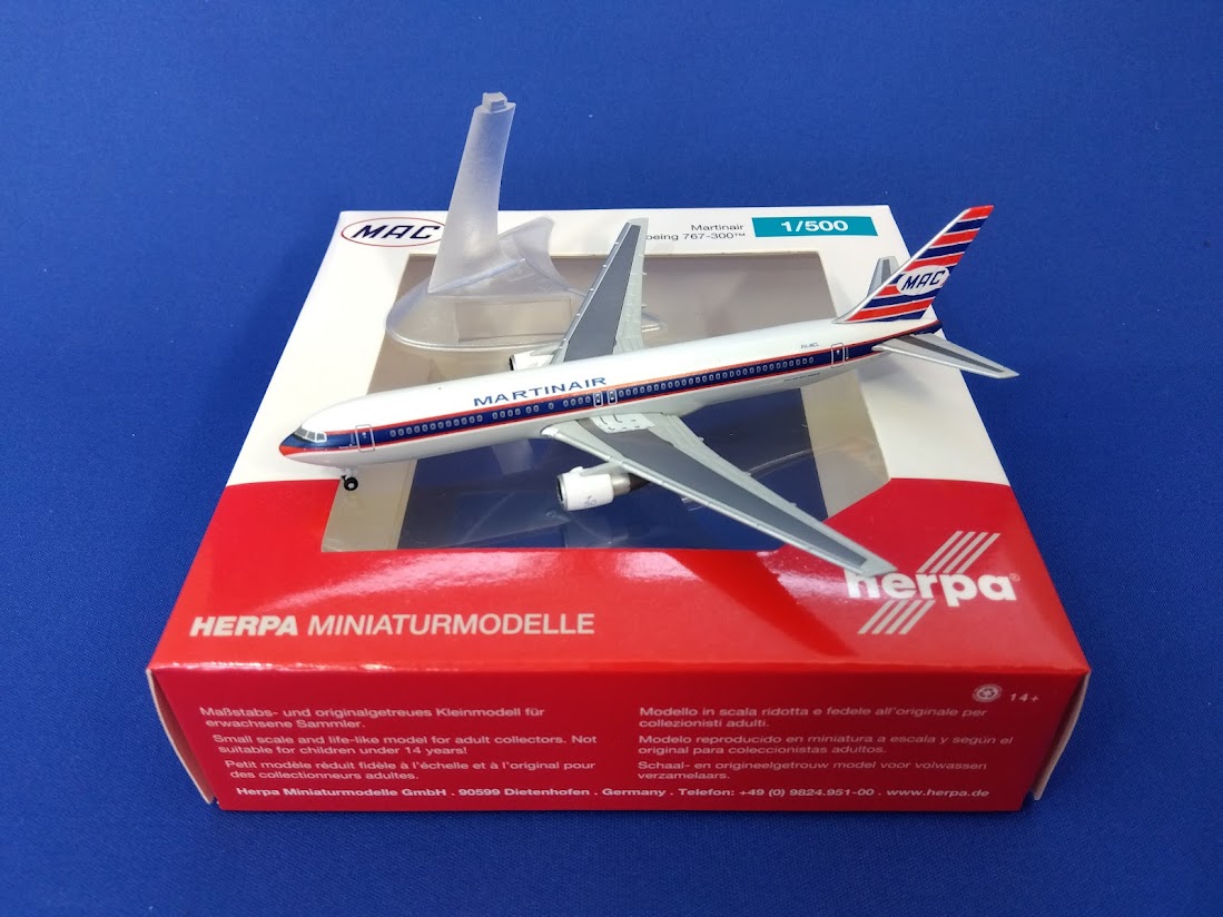 536806 Herpa CLUB MODELS Martinair retorojet / マーチンエアー B767-300 PH-MCL プラスチック製スタンド付 1:500 メーカー完売