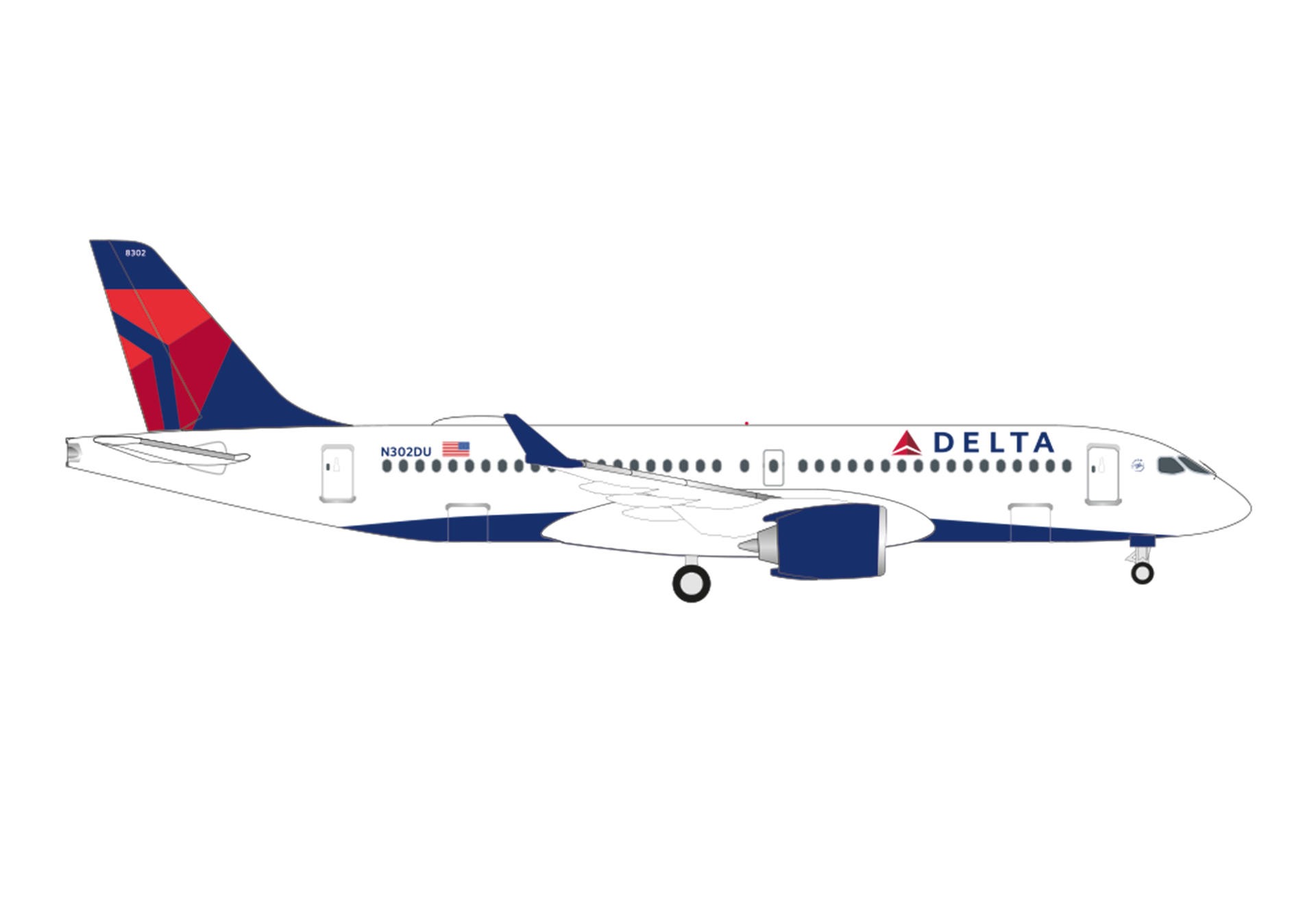 537568 Herpa Delta Air Lines / デルタ航空 A220-300 N302DU 1:500
