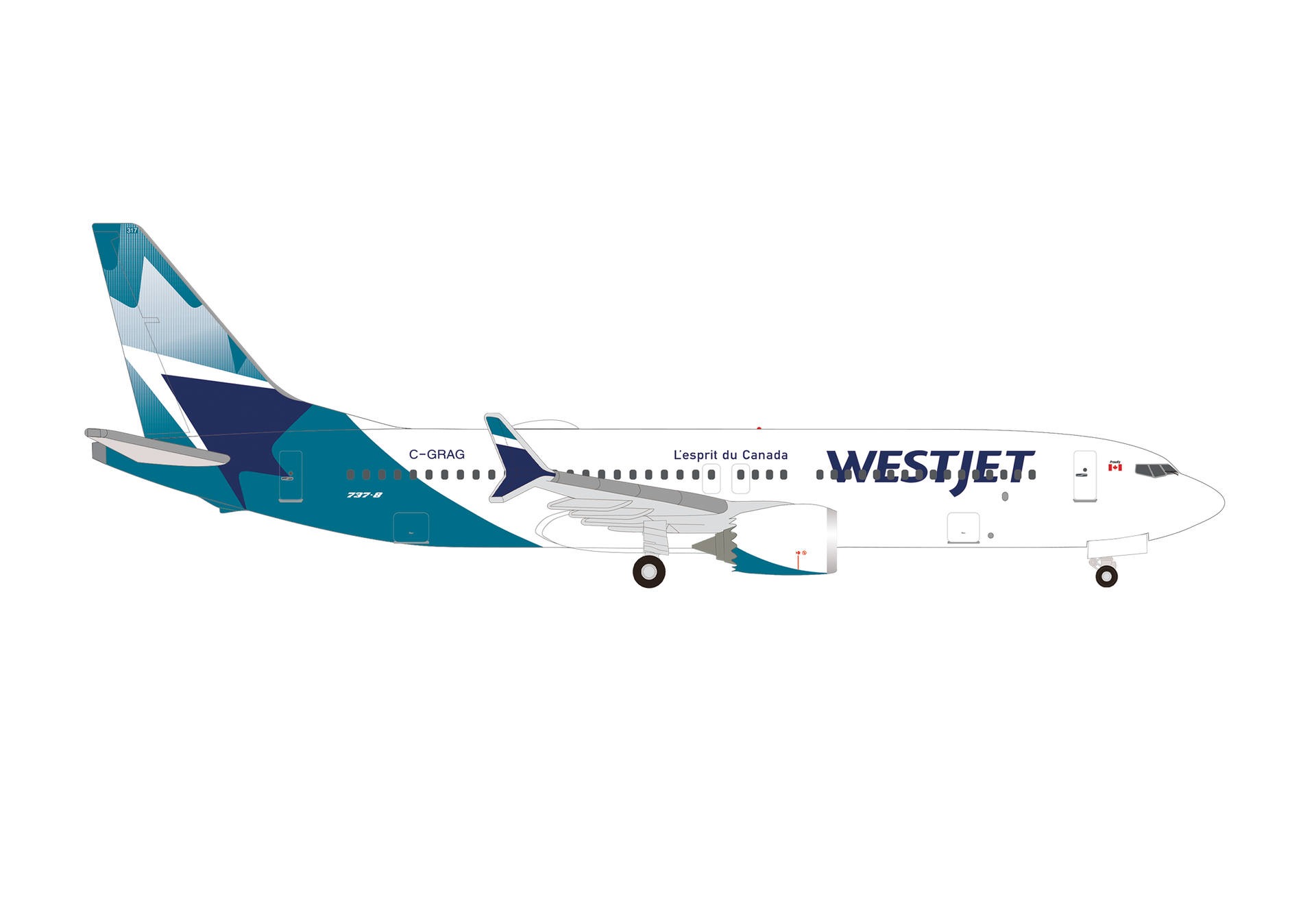 537803 Herpa WestJet Airlines / ウエストジェット B737 Max8 C-GRAG 1:500 完売しました。
