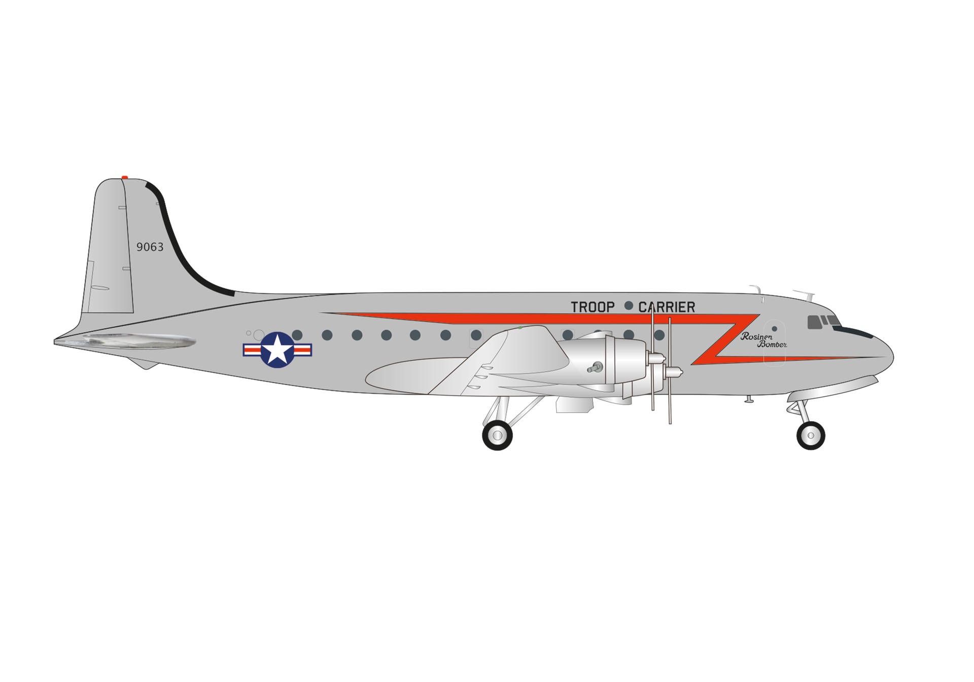573177 Herpa U.S. Air Force / アメリカ空軍 C-54 44-9063 Rosinenbomber 1:200 Herpa 1:200 USAF U.S. Air Force / アメリカ空軍 C-54 スカイマスター 亜鉛ダイキャスト製