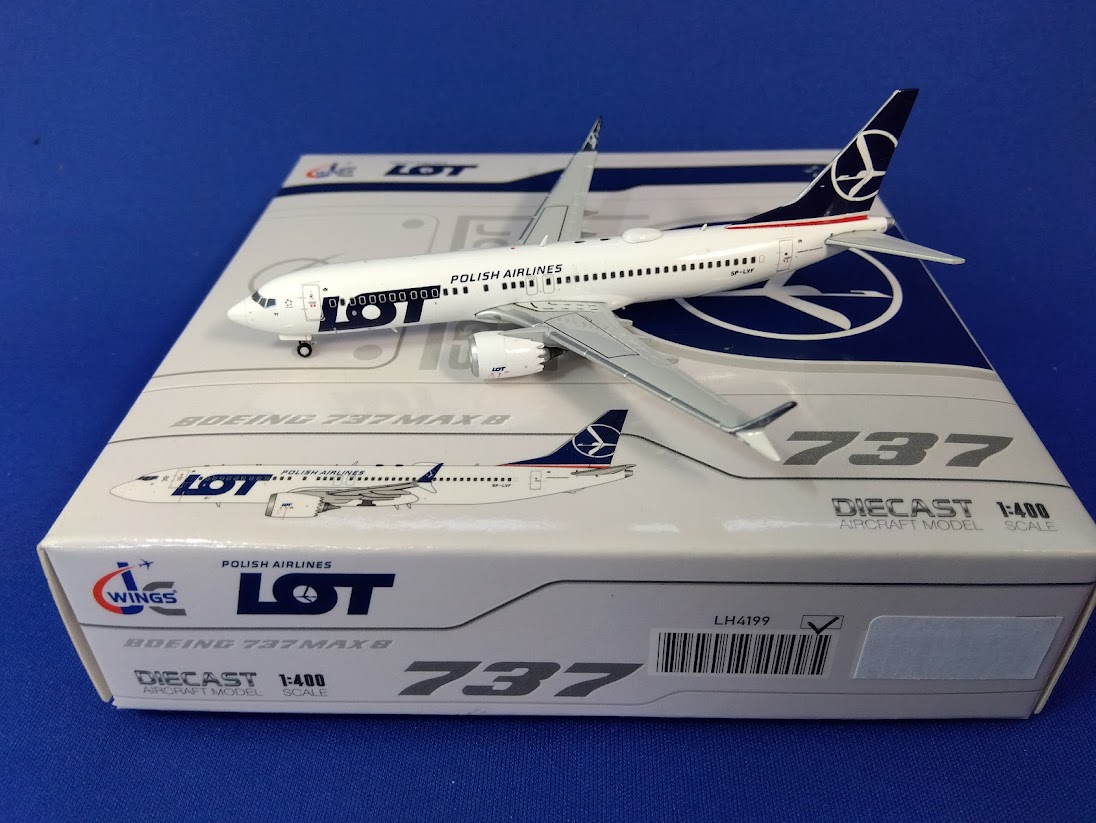 LH4199 JCWING LOT Polish Airlines / LOTポーランド航空 B737 MAX8 SP-LVF 1:400 完売しました。 JC WING 1:400 LOT Polish Airlines / LOTポーランド航空 737 MAX8 亜鉛ダイキャスト製