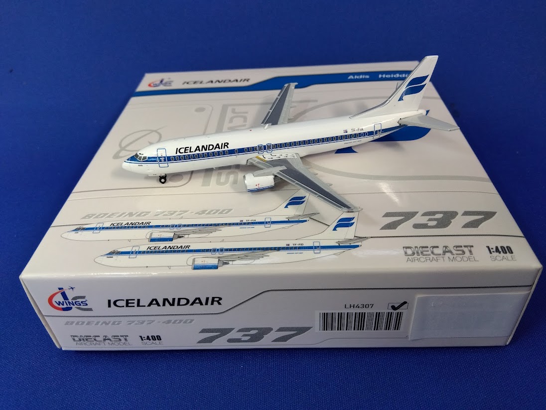 LH4307 JCWING Icelandair / アイスランド航空 B737-400 TF-FIA 1:400 メーカー完売 JC WING 1:400 Icelandair / アイスランド航空 737-400 亜鉛ダイキャスト製