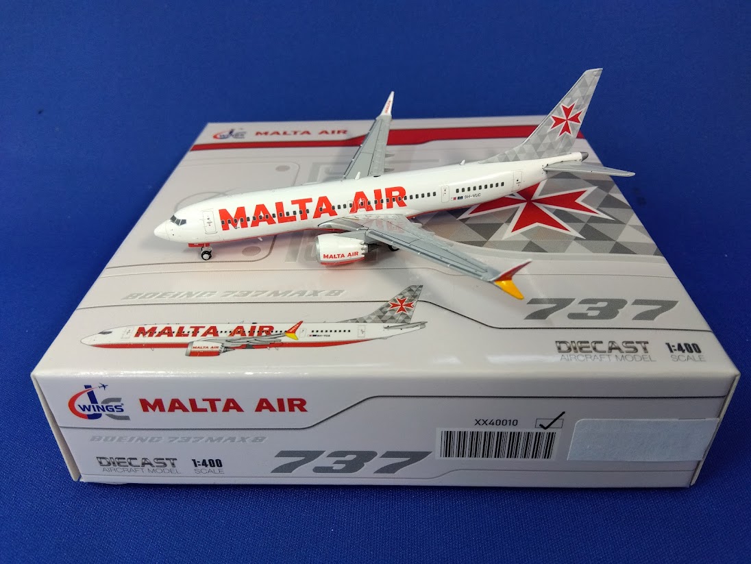 XX40010 JCWING Malta Air / マルタ・エア B737 MAX8-200 9H-VUC 1:400 完売しました。 JC WING 1:400 Malta Air / マルタ・エア 737 MAX8 亜鉛ダイキャスト製