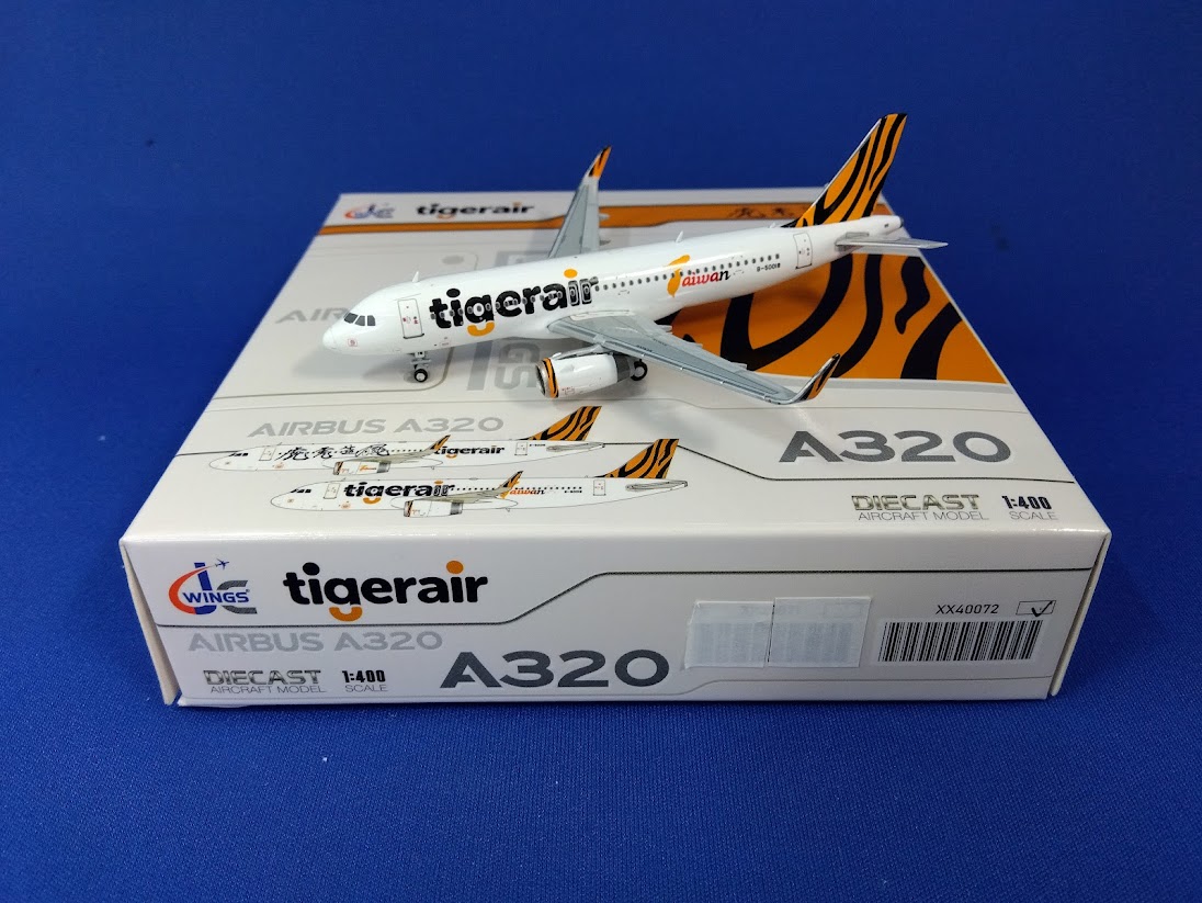 XX40072 JC WING Tigerair Taiwan / タイガーエア台湾 A320 B-50018 1:400  完売しました。 JC WING 1:400 Tigerair Taiwan / タイガーエア台湾 A320 亜鉛ダイキャスト製