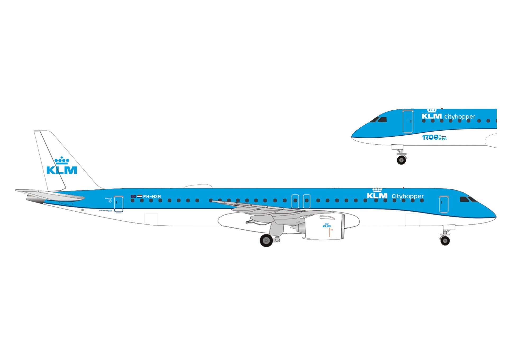 536554-001 Herpa KLM / KLMオランダ航空 E195-E2 PH-NXM 1:500