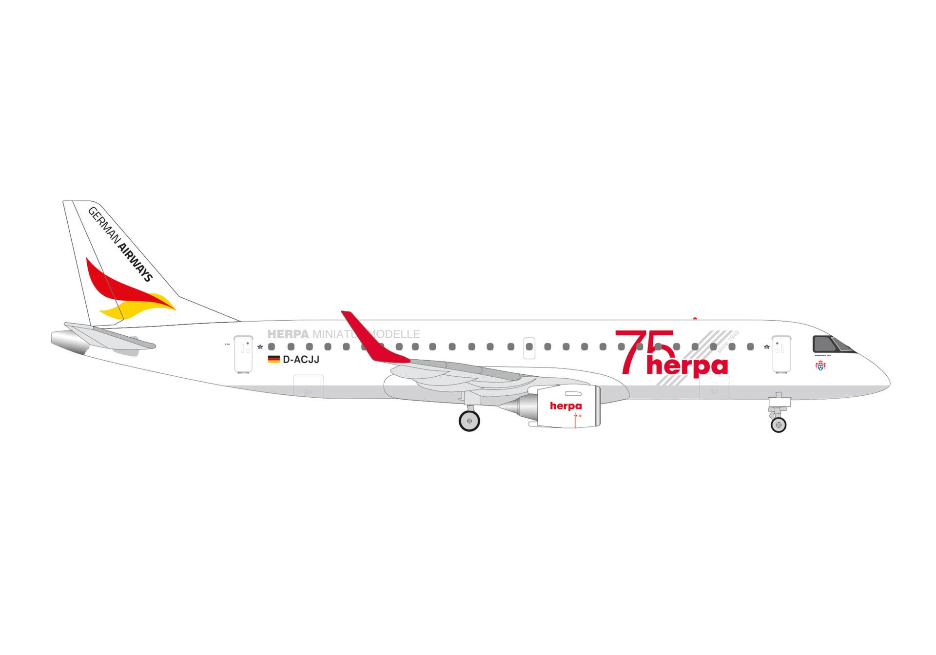 537940 Herpa German Airways / ジャーマン・エアウェイズ E190 D-ACJJ Herpa 75 Years 1:500