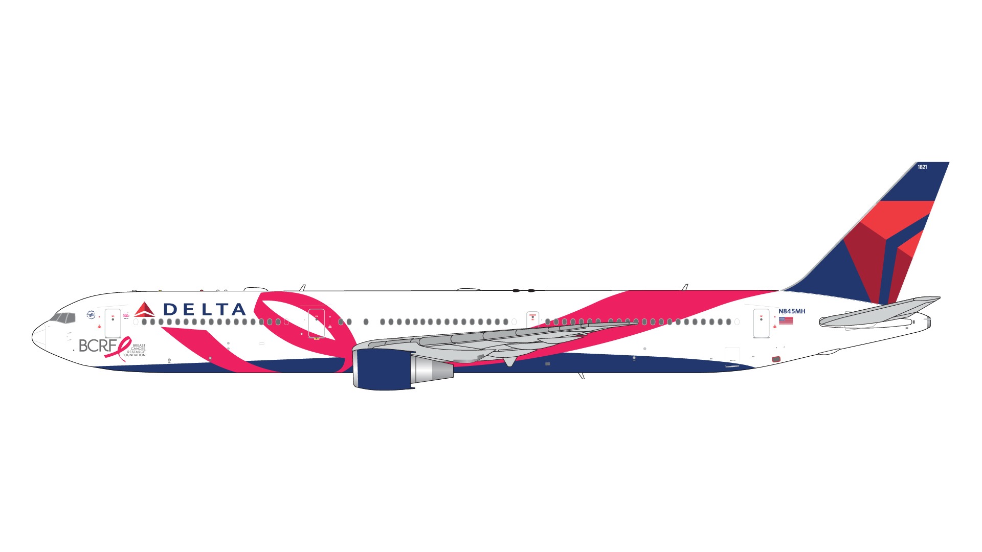 GJDAL2154 GEMINI JETS Delta Air Lines / デルタ航空 pink ribbon/Breast Cancer Res. Fdn. B767-400ER N845MH 1:400 GEMINI JETS 1:400 Delta Air Lines / デルタ航空 767-400 亜鉛ダイキャスト製