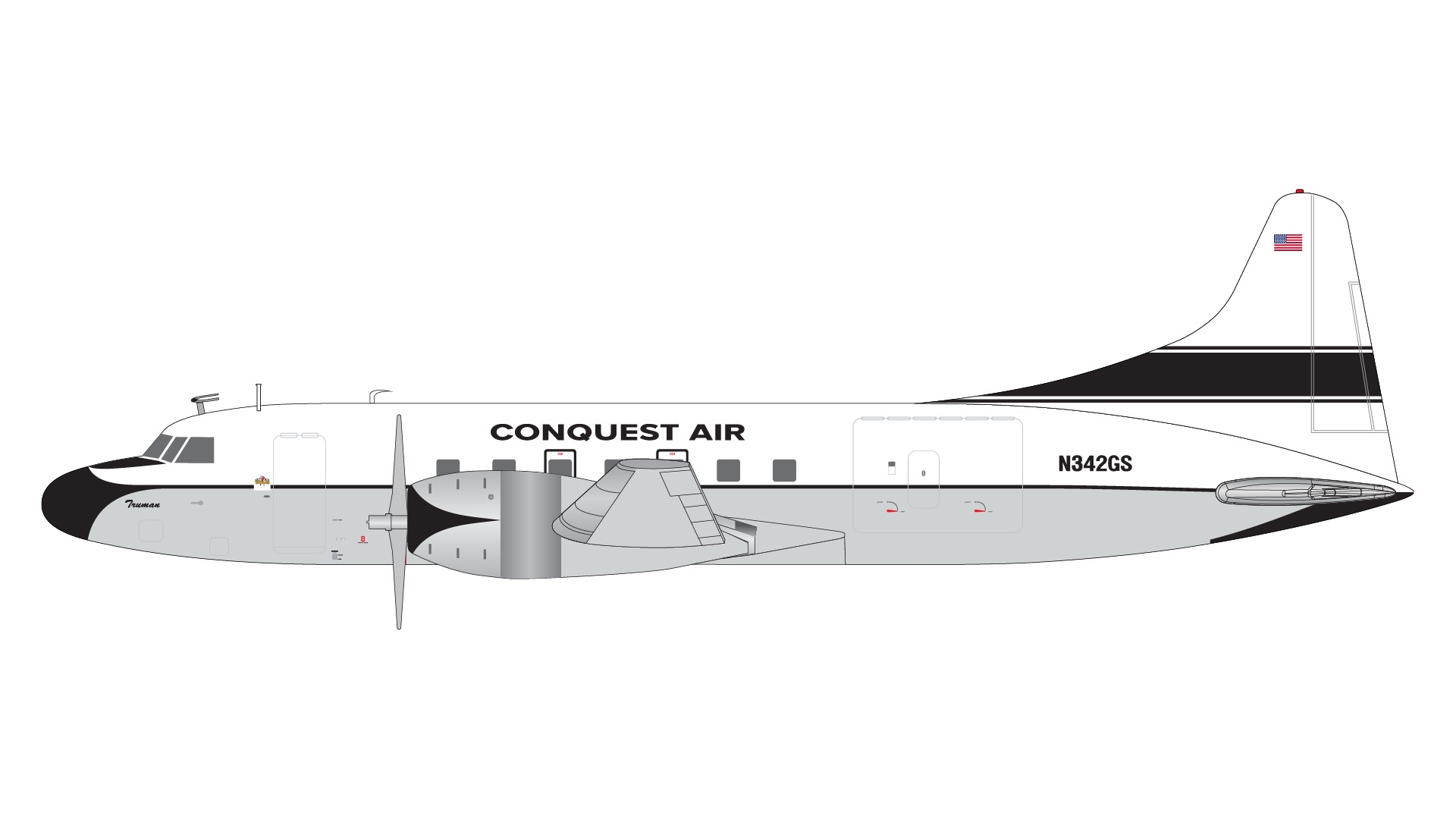 G2QAI1289 GEMINI 200 Conquest Air Cargo / コンクエスト航空貨物 C-131F (CV-340) N342GS Samaritan 1:200 お取り寄せ GEMINI JETS 1:200 Conquest Air Cargo / コンクエスト航空貨物 CV340 亜鉛ダイキャスト製