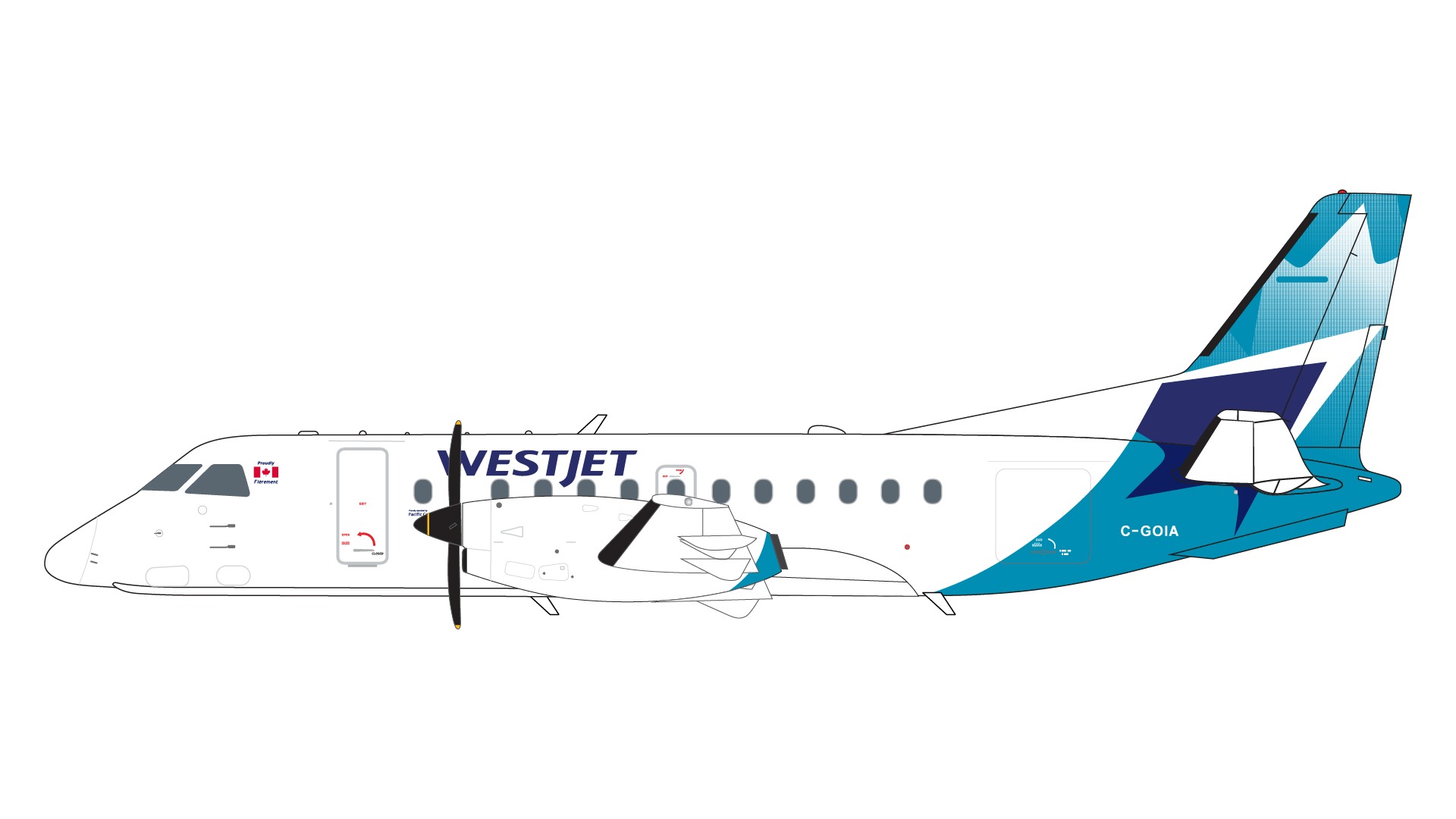 G2WJA1245 GEMINI 200 WestJet Airlines / ウエストジェット Saab340B C-GOIA  1:200 お取り寄せ