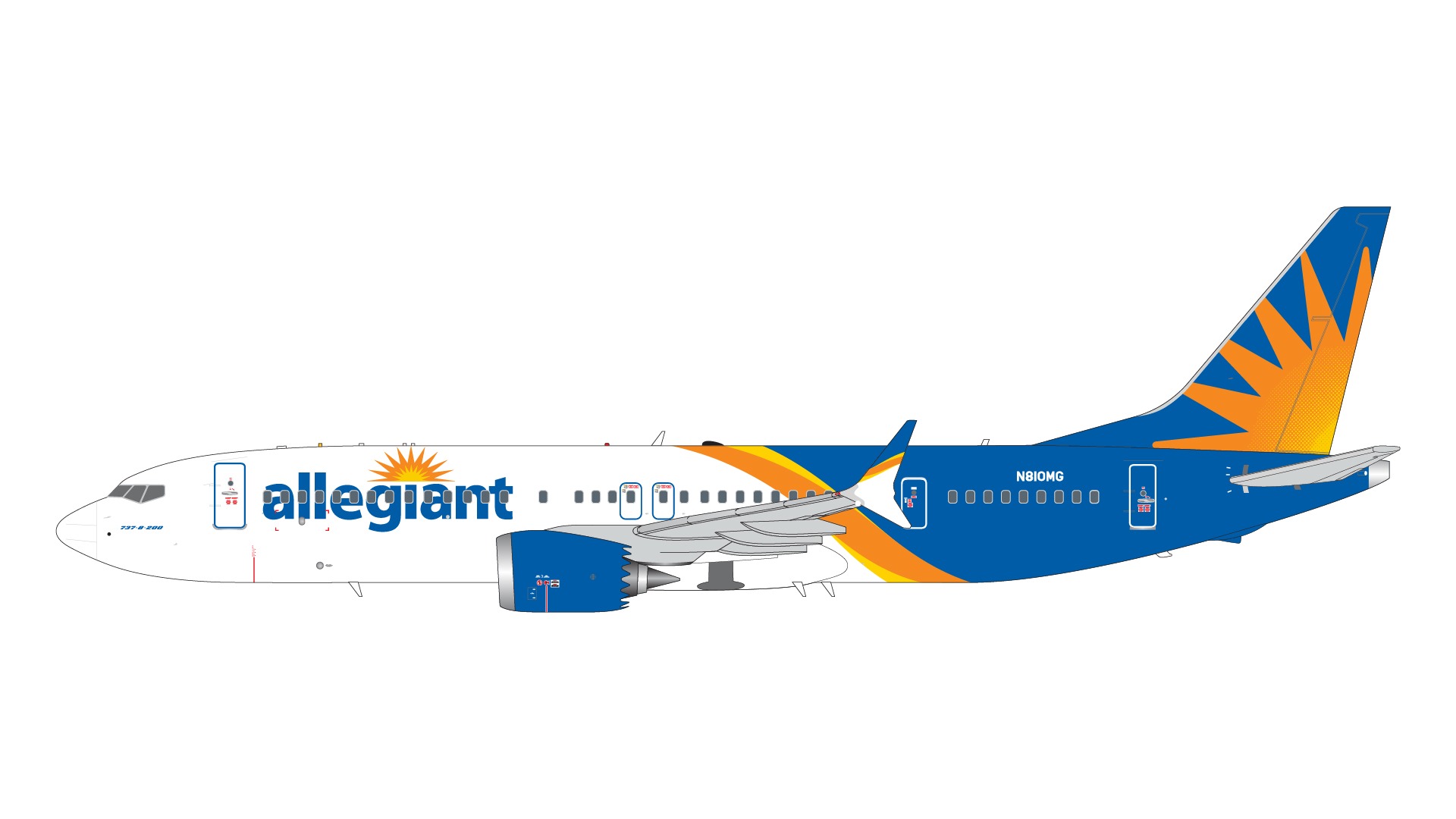 G2AAY1328 GEMINI 200 Allegiant Air / アレジアント航空 B737 MAX8-200 N810MG  1:200 お取り寄せ GEMINI JETS 1:200 ALLEGIANT AIR / アレジアント航空 737 MAX8 亜鉛ダイキャスト製