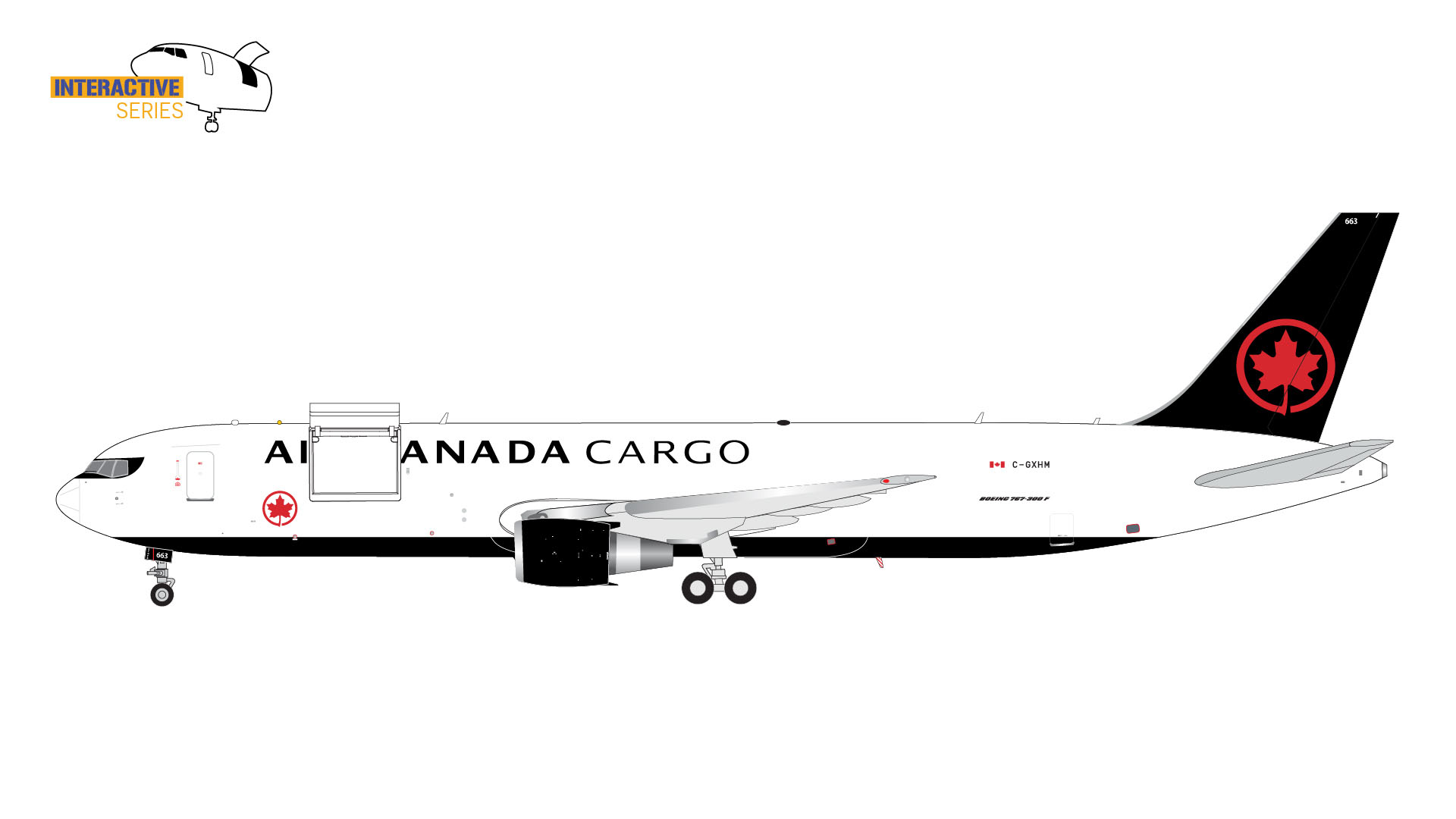 G2ACA1270 GEMINI 200 Air Canada Cargo / エアカナダ カーゴ B767-300ERF C-GXHM  Interactive Series 開閉選択式 1:200 お取り寄せ