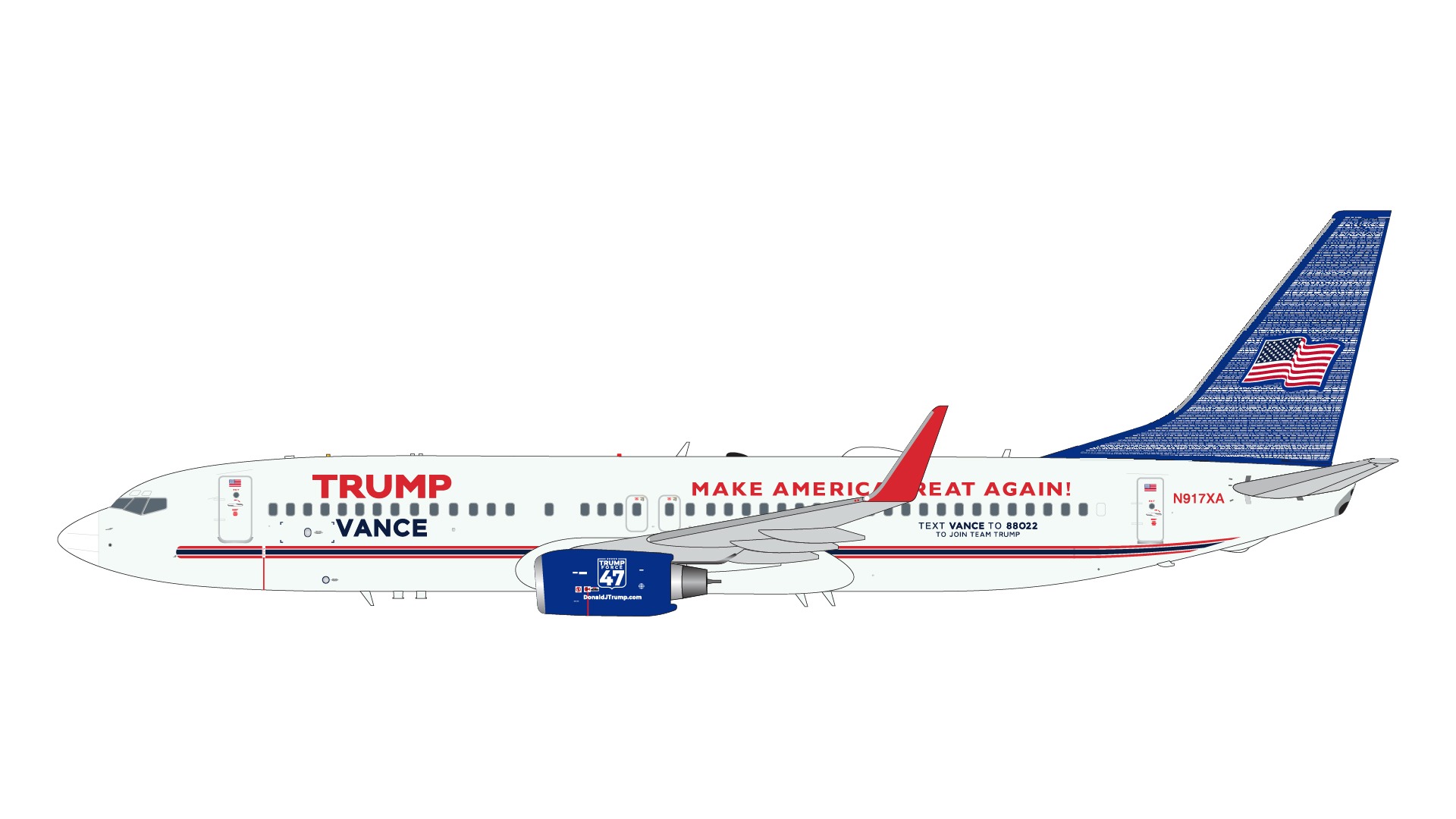 G2TRU1372 GEMINI 200 Trump-Vance Campaign / トランプ・ヴァンス陣営 B737-800W N917XA 1:200 完売しました。 GEMINI JETS 1:200 Trump-Vance Campaign / トランプ・ヴァンス陣営 737-800 亜鉛ダイキャスト製