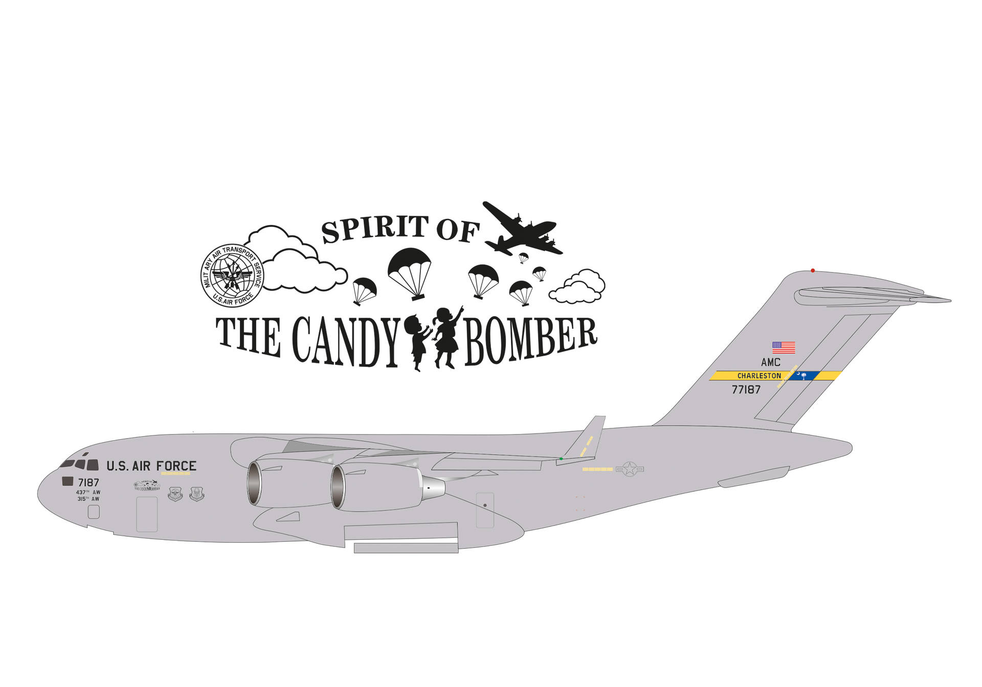 537964 Herpa U.S. Air Force / アメリカ空軍 C-17A 07-7187 437th Airlift Wing 