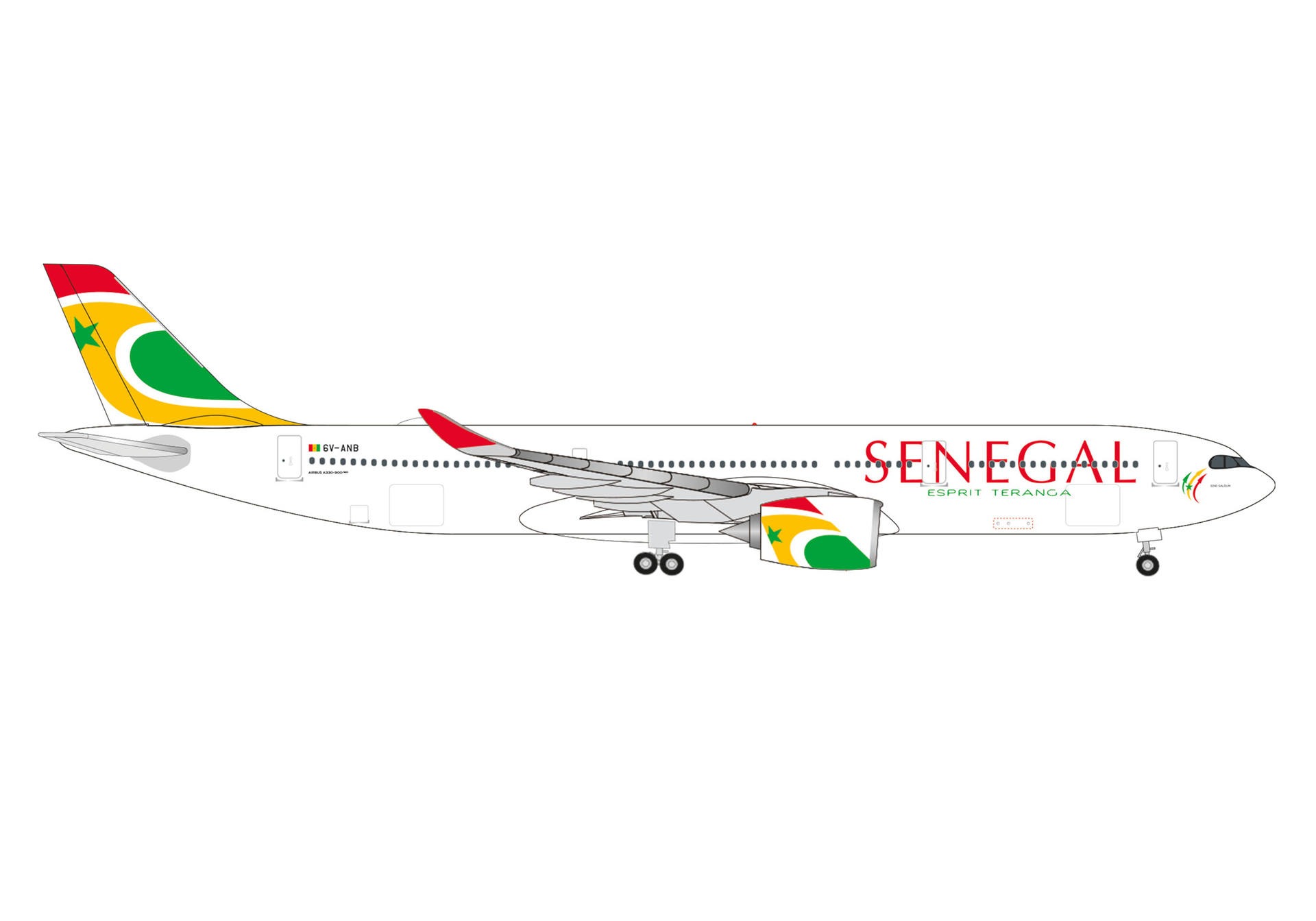 538015 Herpa Air Senegal / エア・セネガル A330-900neo 6V-ANB Sine-Saloum 1:500 完売しました。