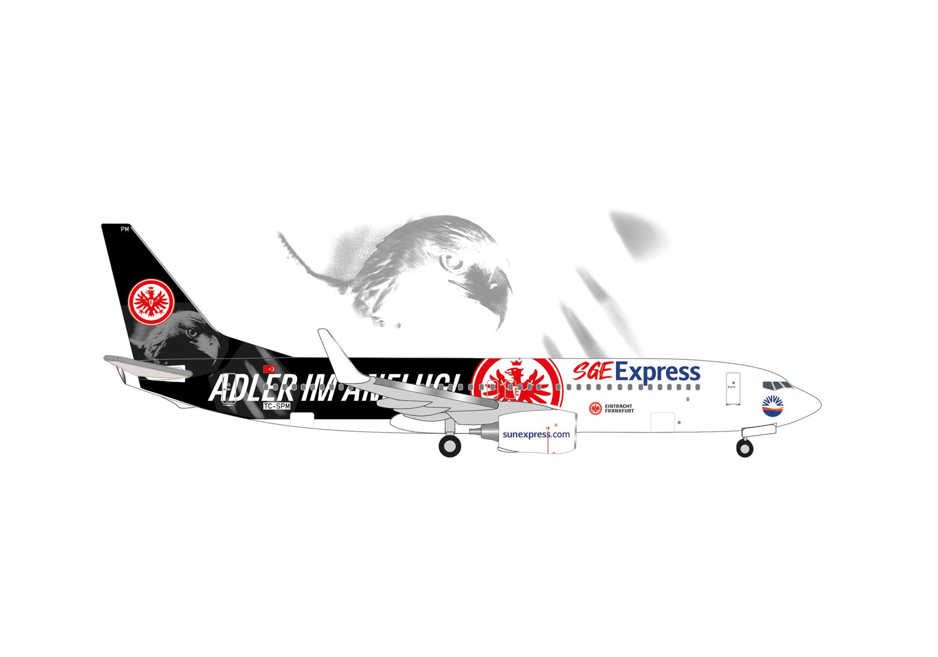 538107 Herpa SunExpress / サンエクスプレス B737-800 TC-SPM SGE Express Adler im Anflug 1:500