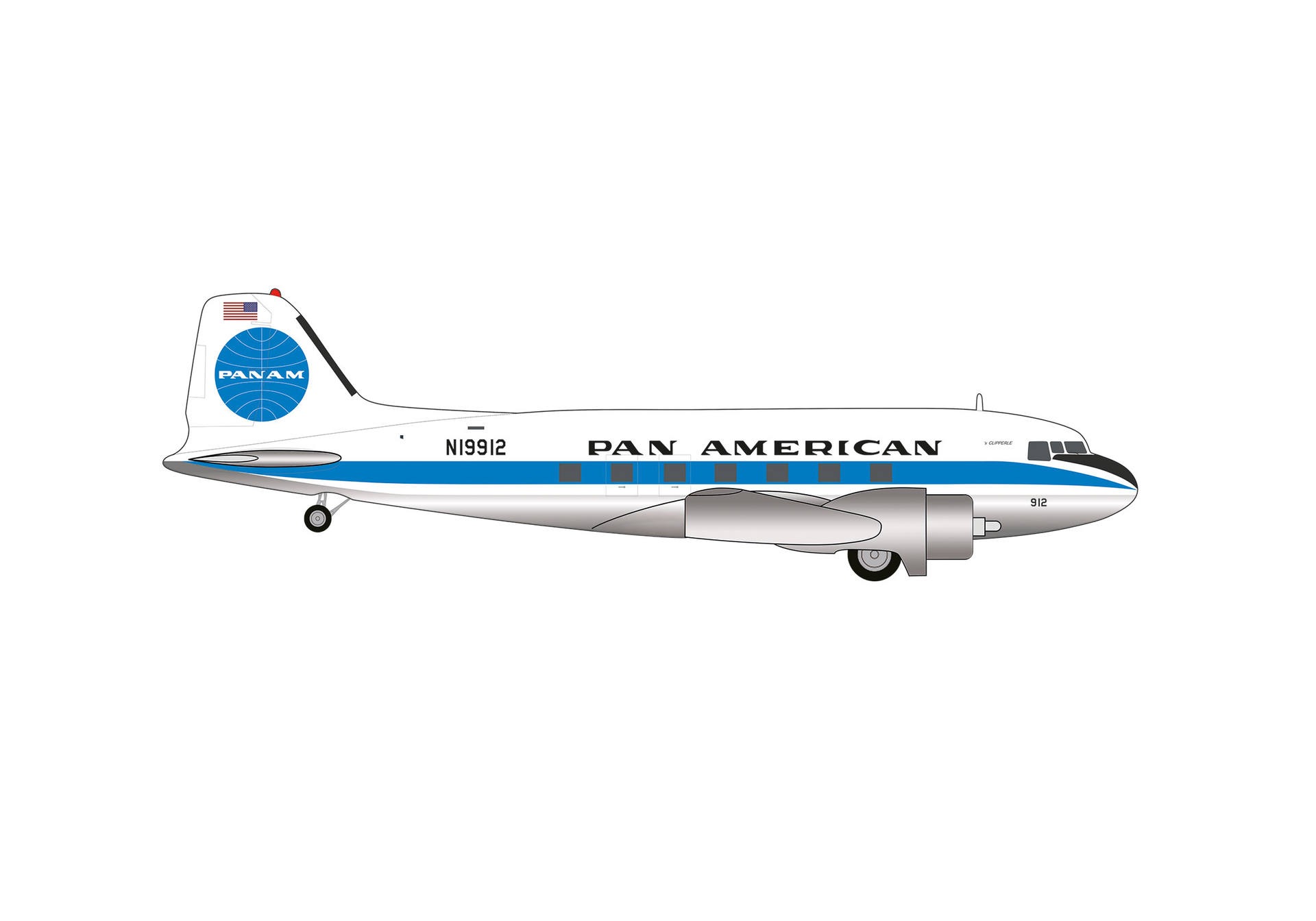 573382 Herpa Pan American Airways / パンアメリカン航空 DC-3 N19912 s Clipperie 1:200 お取り寄せ